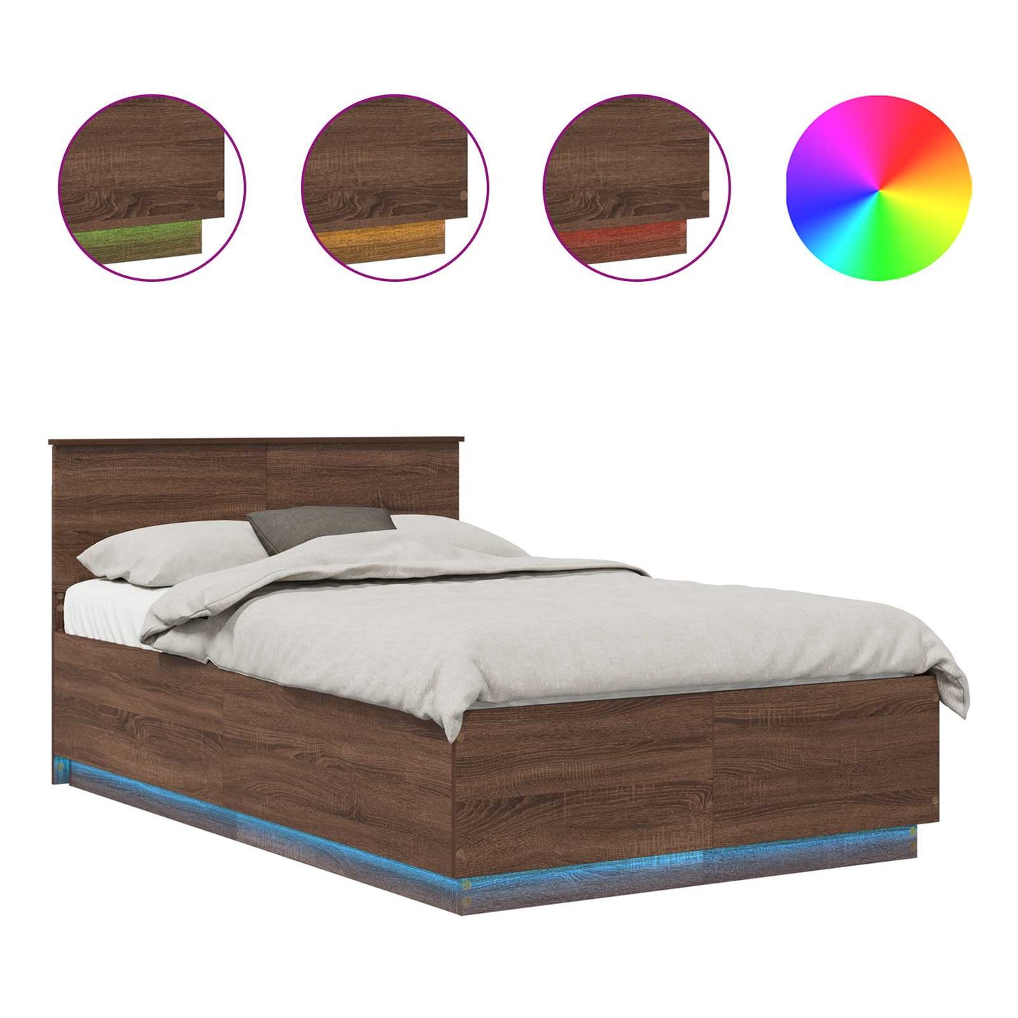 vidaXL Σκελετός Κρεβατιού Καφέ δρυς 120 x 190 cm Επεξεργασμένο ξύλο