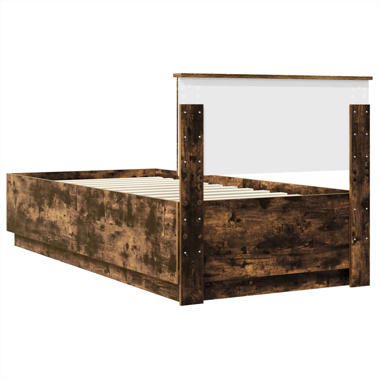 vidaXL Σκελετός Κρεβατιού με κεφαλάρι Καπνιστό Δρύς 100 x 200 cm