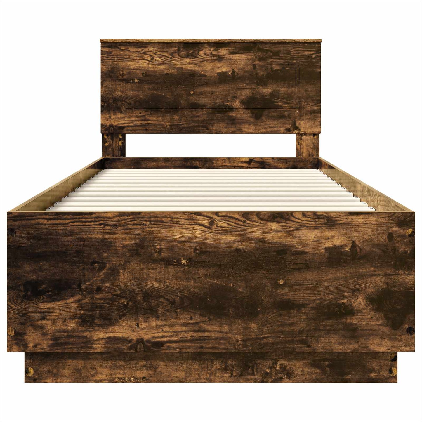 vidaXL Σκελετός Κρεβατιού με κεφαλάρι Καπνιστό Δρύς 100 x 200 cm