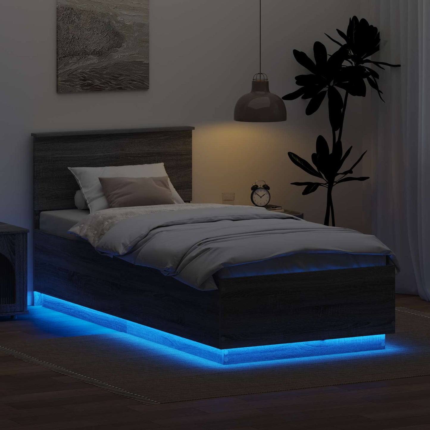 vidaXL Σκελετός Κρεβατιού με κεφαλάρι Γκρίζο Σονομα 100 x 200 cm