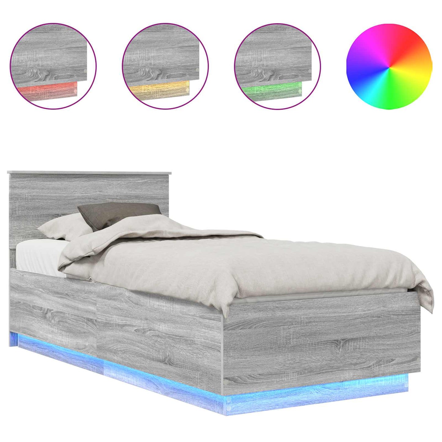 vidaXL Σκελετός Κρεβατιού με κεφαλάρι Γκρίζο Σονομα 100 x 200 cm