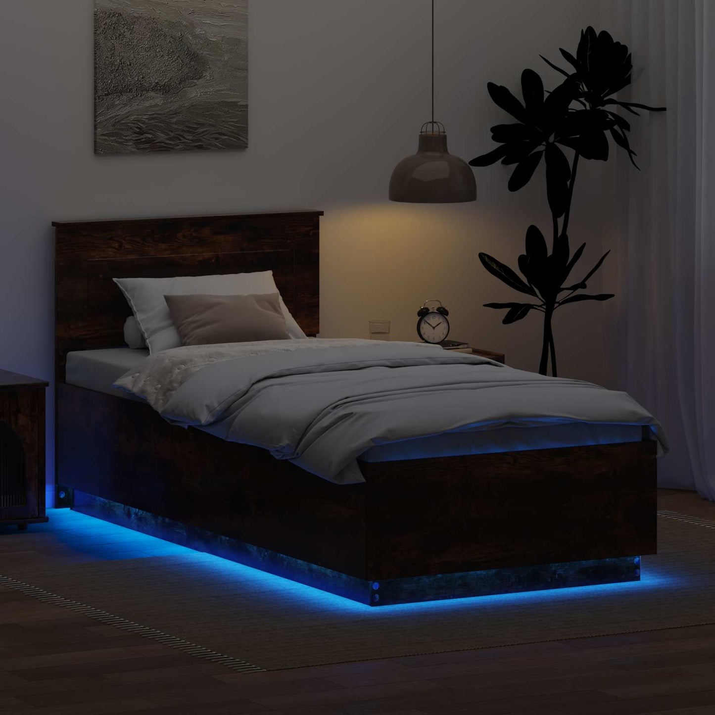 vidaXL Σκελετός Κρεβατιού Καπνιστό Δρύς 90 x 190 cm Επεξεργασμένο ξύλο