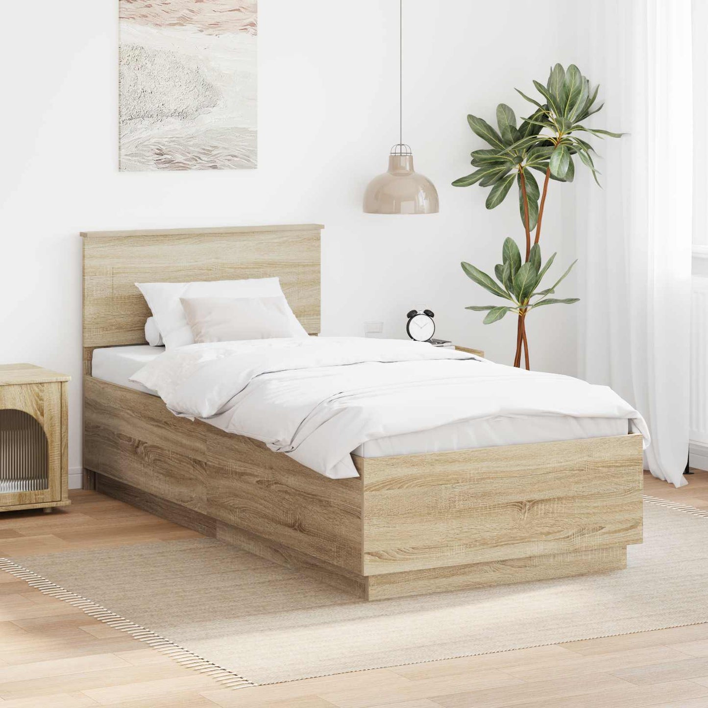 vidaXL Σκελετός Κρεβατιού Δρύς Sonoma 70 x 190 cm Επεξεργασμένο ξύλο