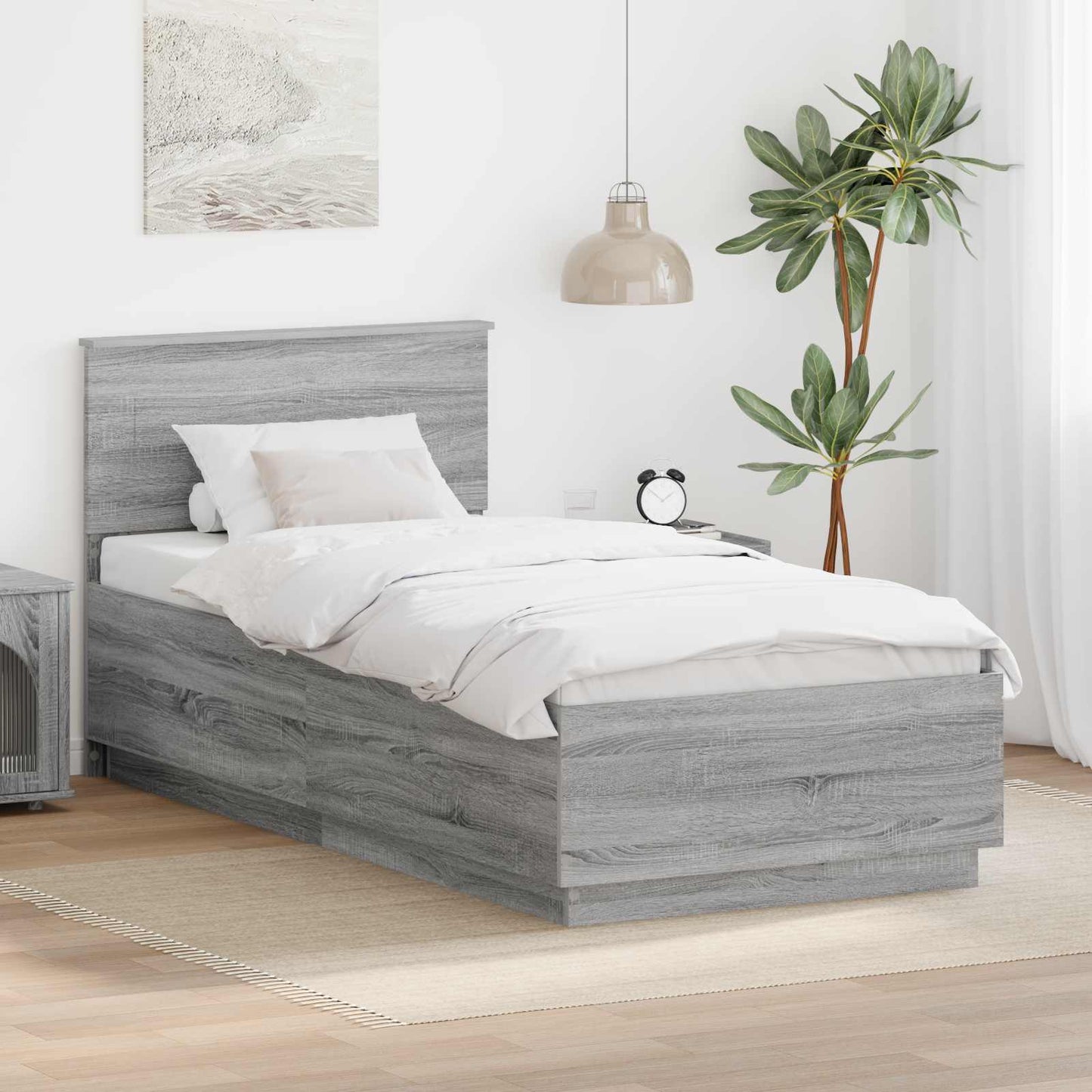 vidaXL Σκελετός Κρεβατιού Γκρίζο Σονομα 70 x 190 cm Επεξεργασμένο ξύλο