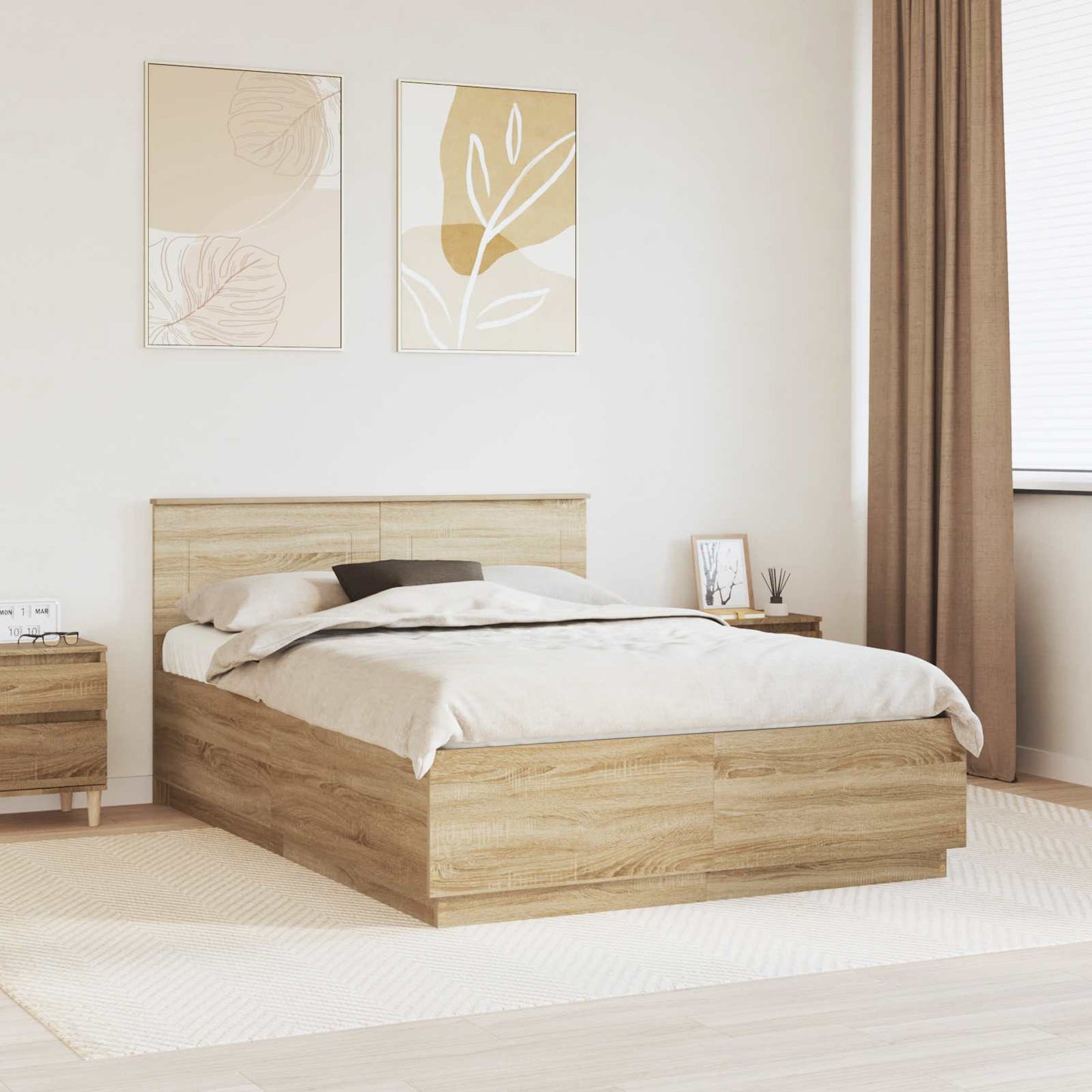 vidaXL Σκελετός Κρεβατιού Sonoma Δρυς 150 x 200 cm Επεξεργασμένο Ξύλο