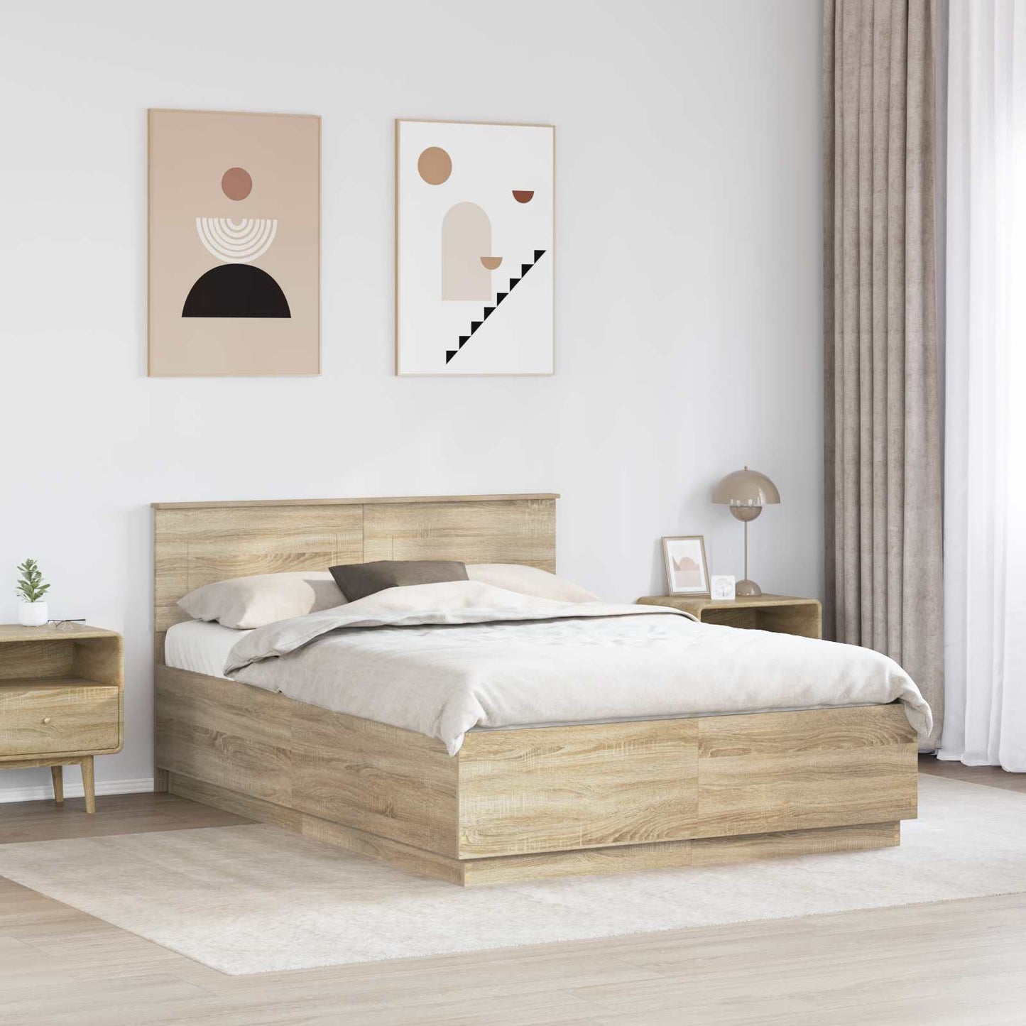 vidaXL Σκελετός Κρεβατιού Sonoma Δρυς 150 x 200 cm Επεξεργασμένο Ξύλο