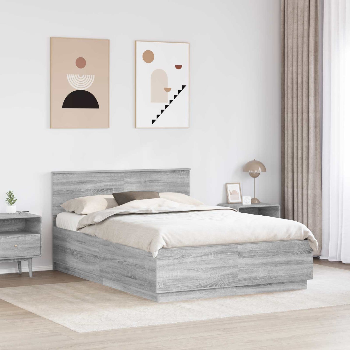 vidaXL Σκελετός Κρεβατιού Γκρι Sonoma 150 x 200 cm Επεξεργασμένο Ξύλο