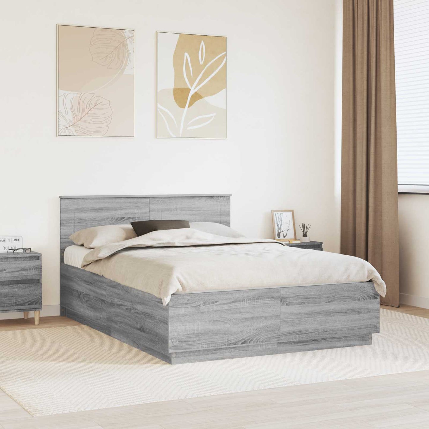 vidaXL Σκελετός Κρεβατιού Γκρι Sonoma 140 x 190 cm Επεξεργασμένο Ξύλο