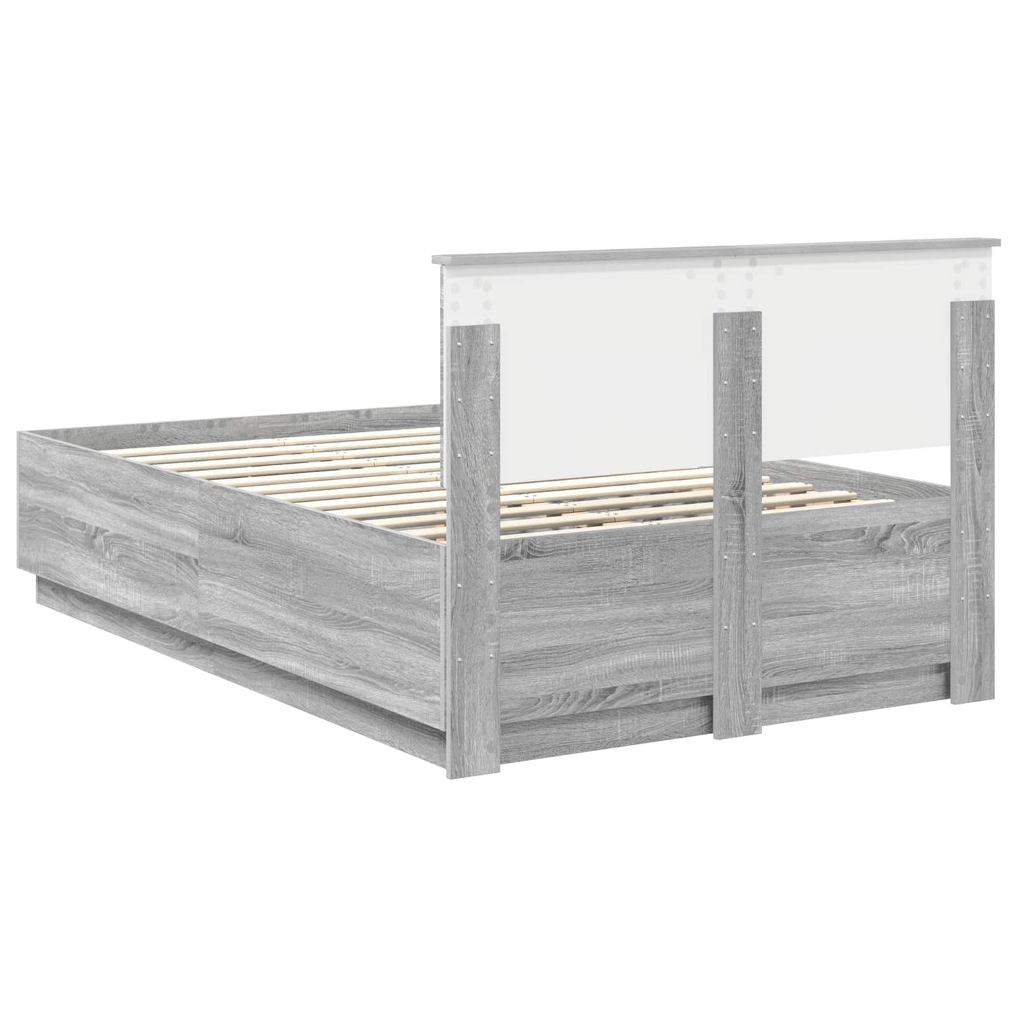 vidaXL Σκελετός Κρεβατιού Γκρι Sonoma 135 x 190 cm Επεξεργασμένο Ξύλο