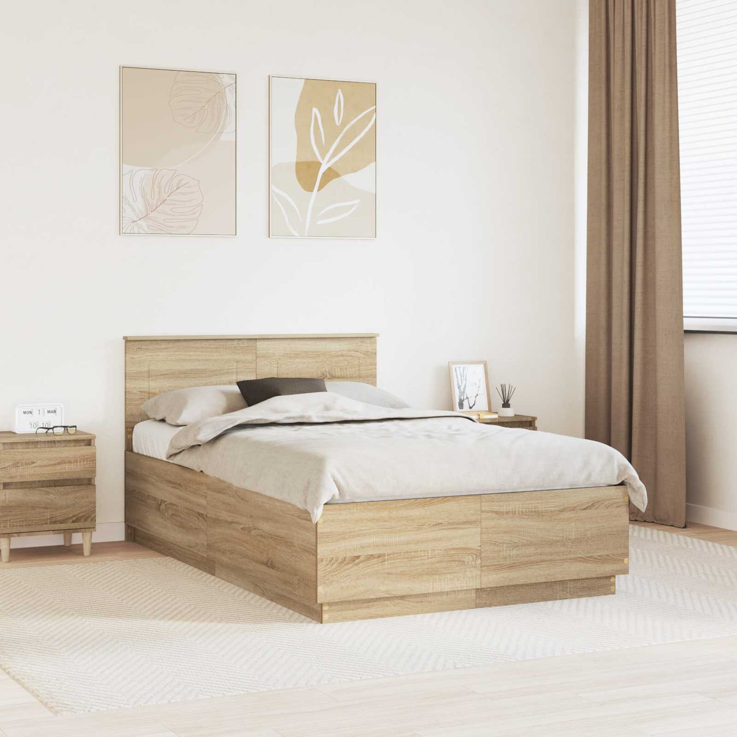 vidaXL Σκελετός Κρεβατιού Sonoma Δρυς 120 x 190 cm Επεξεργασμένο Ξύλο
