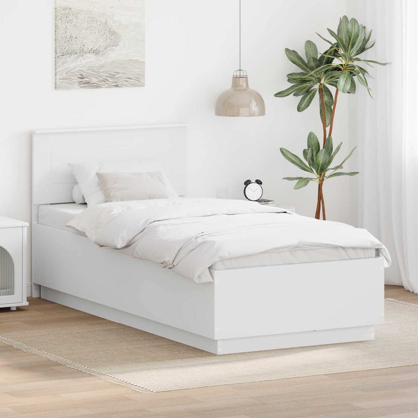 vidaXL Σκελετός Κρεβατιού Λευκό 75 x 190 cm Επεξεργασμένο Ξύλο