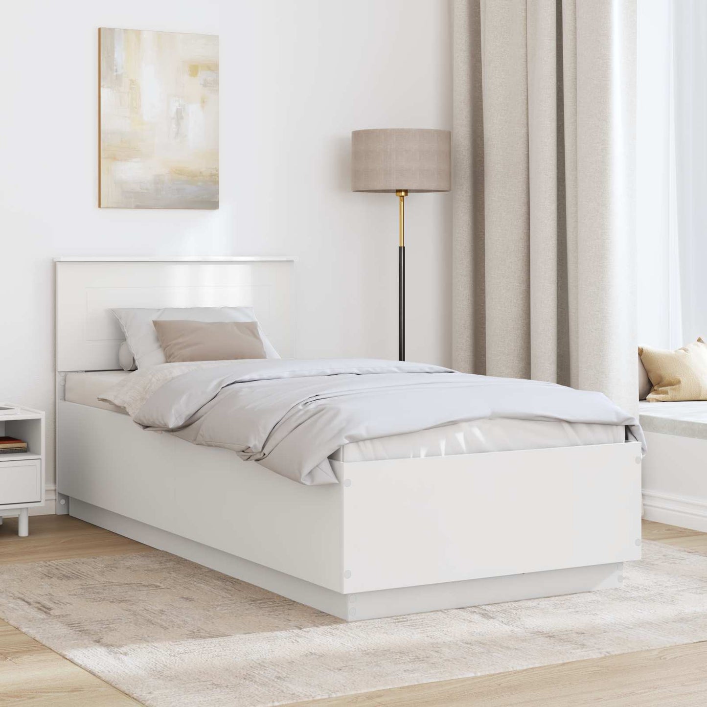 vidaXL Σκελετός Κρεβατιού Λευκό 75 x 190 cm Επεξεργασμένο Ξύλο