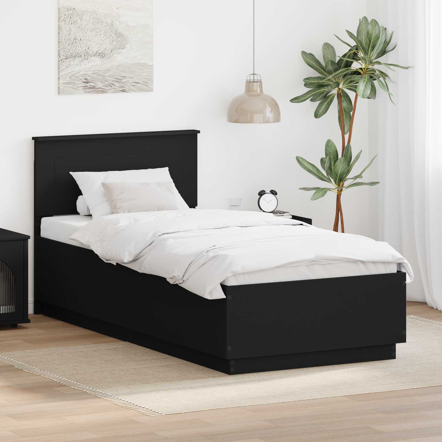 vidaXL Σκελετός Κρεβατιού Μαύρο 70 x 190 cm Επεξεργασμένο Ξύλο