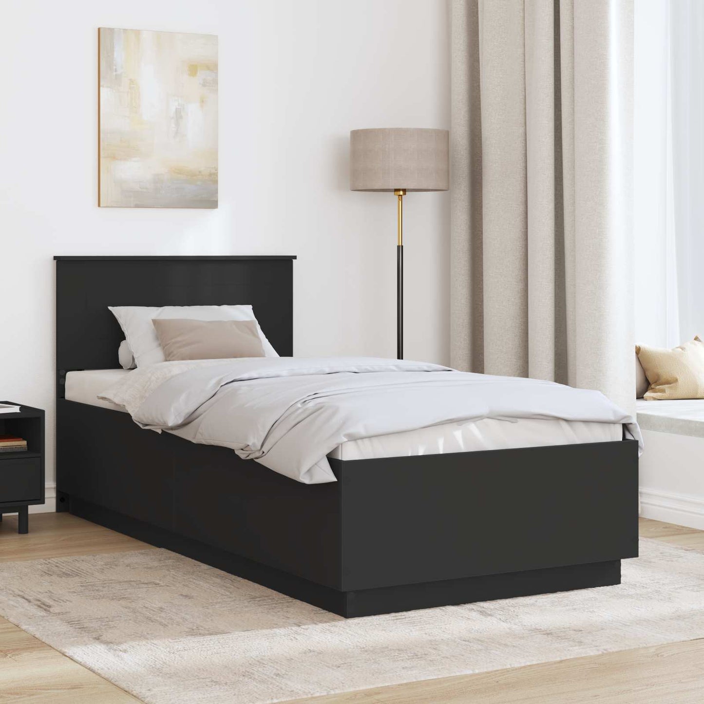 vidaXL Σκελετός Κρεβατιού Μαύρο 70 x 190 cm Επεξεργασμένο Ξύλο