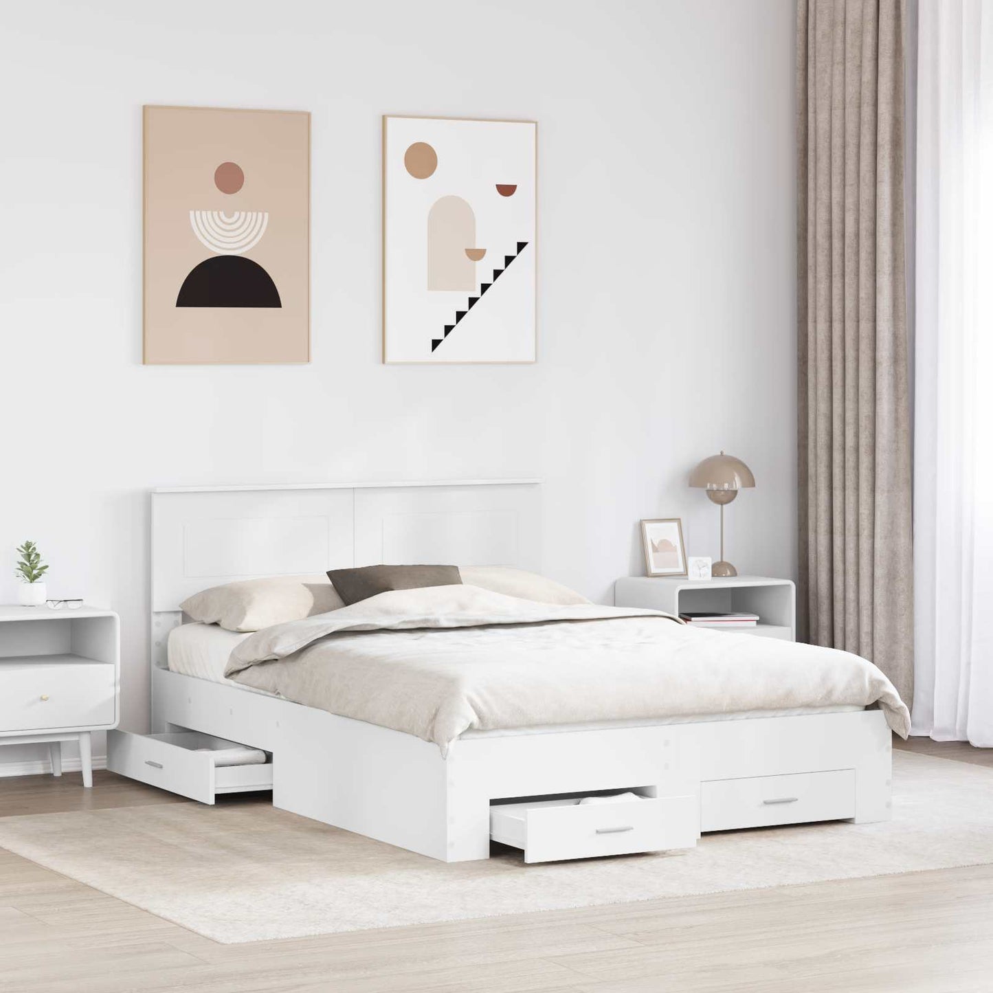 vidaXL Σκελετός Κρεβατιού Λευκό 160 x 200 cm Επεξεργασμένο ξύλο