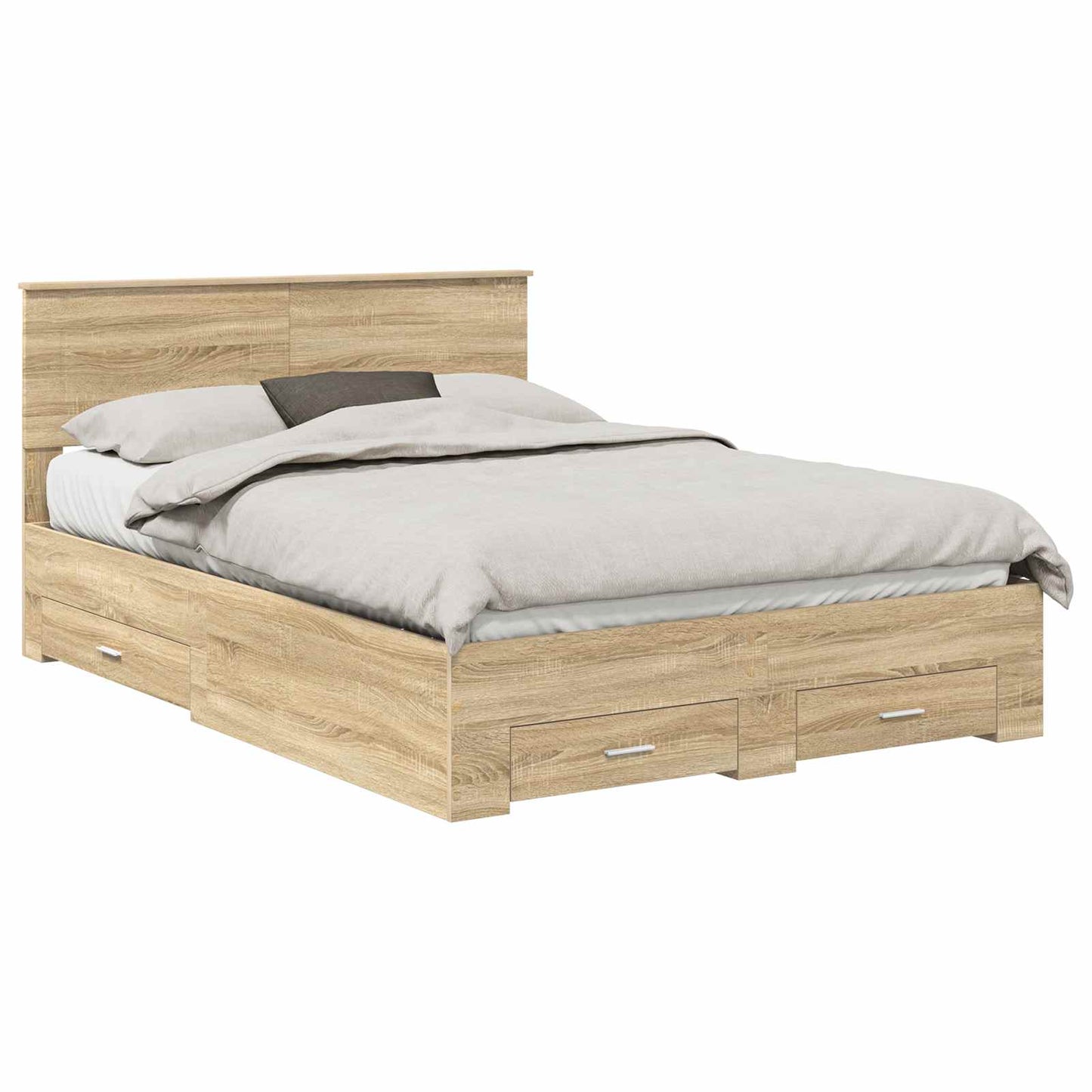vidaXL Σκελετός Κρεβατιού Δρύς Sonoma 140 x 190 cm Επεξεργασμένο ξύλο