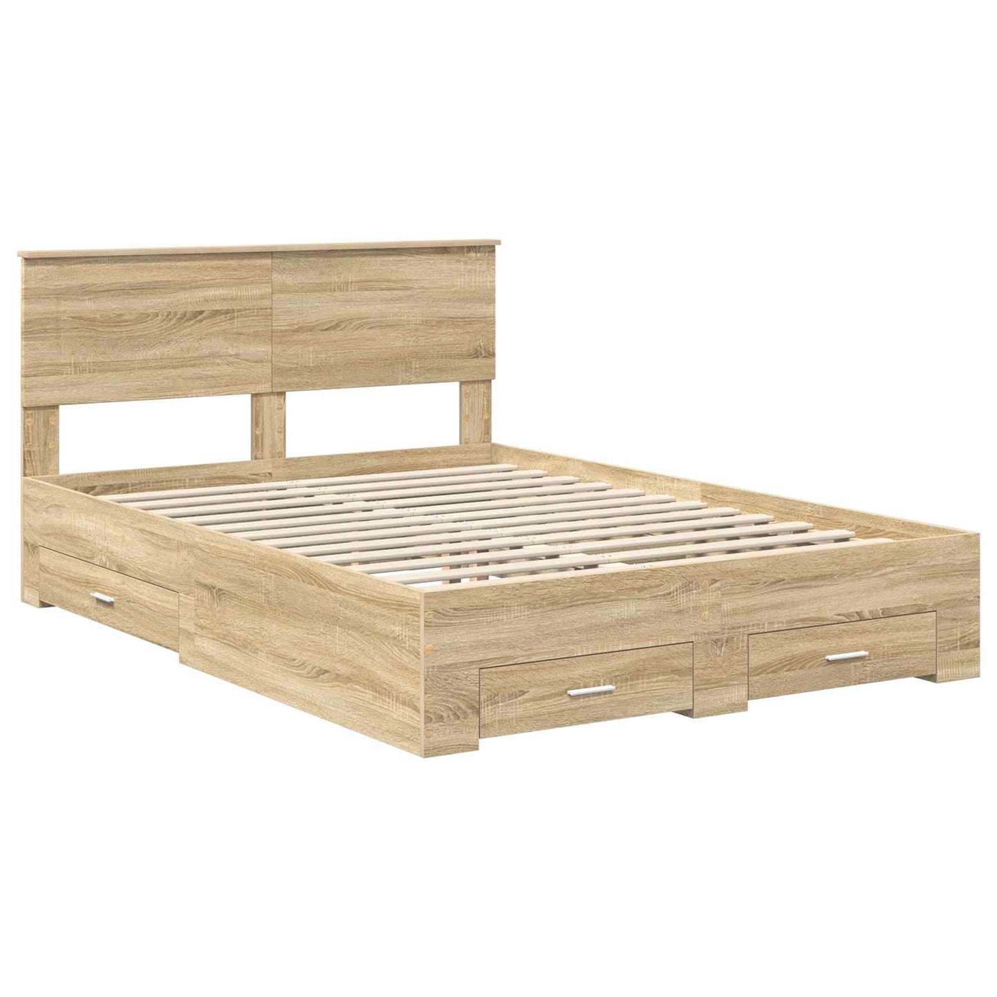 vidaXL Σκελετός Κρεβατιού Δρύς Sonoma 140 x 190 cm Επεξεργασμένο ξύλο