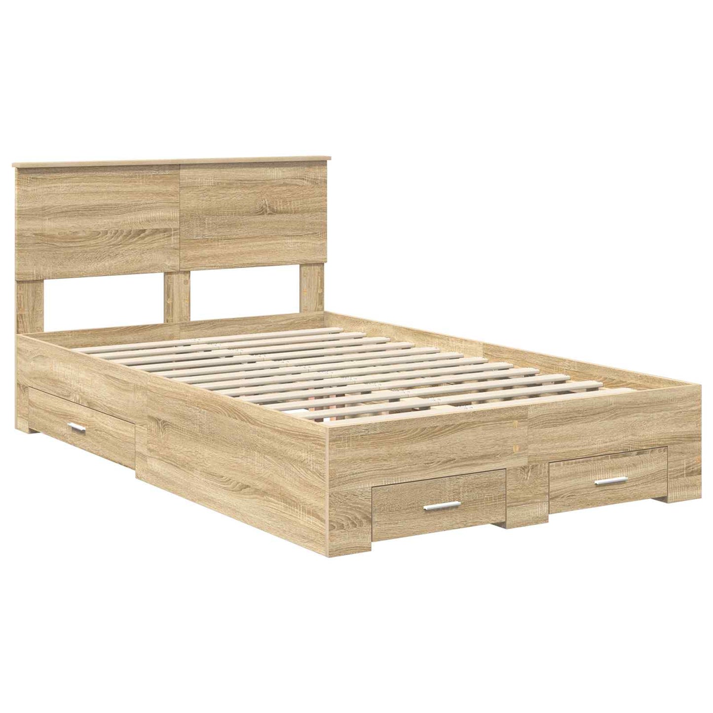 vidaXL Σκελετός Κρεβατιού Δρύς Sonoma 135 x 190 cm Επεξεργασμένο ξύλο