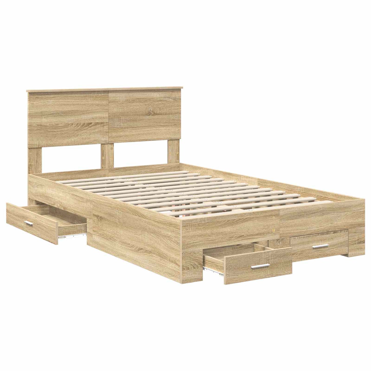 vidaXL Σκελετός Κρεβατιού Δρύς Sonoma 135 x 190 cm Επεξεργασμένο ξύλο