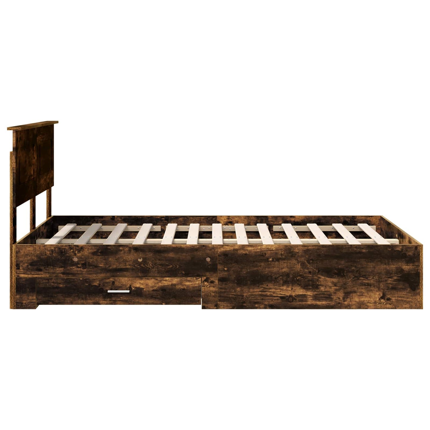 vidaXL Σκελετός Κρεβατιού με κεφαλάρι Καπνιστό Δρύς 135 x 190 cm
