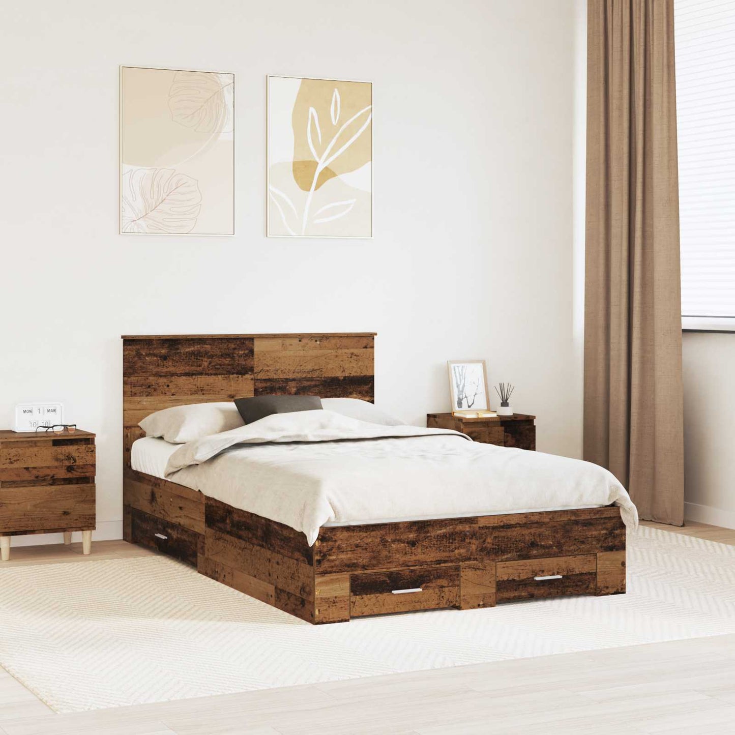 vidaXL Σκελετός Κρεβατιού Παλιό ξύλο 120 x 190 cm Επεξεργασμένο ξύλο