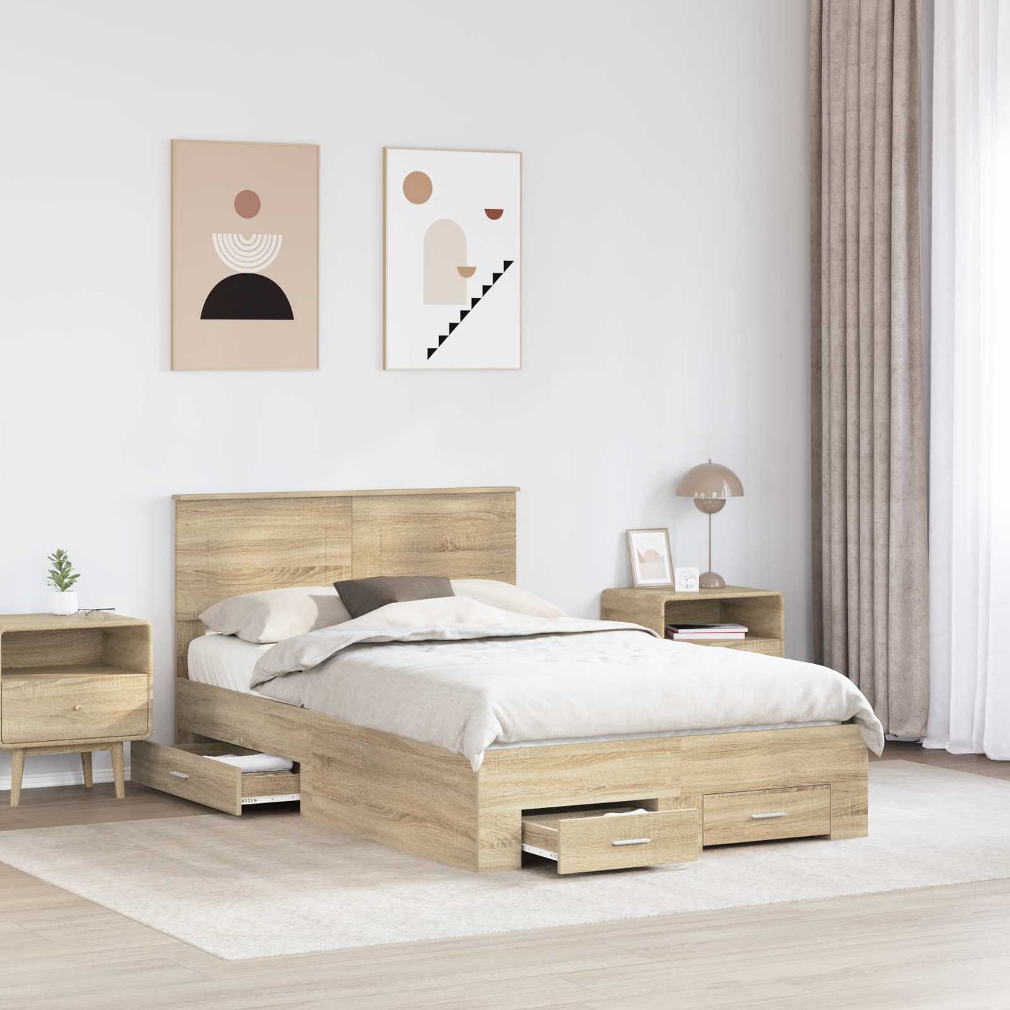 vidaXL Σκελετός Κρεβατιού Δρύς Sonoma 120 x 200 cm Επεξεργασμένο ξύλο