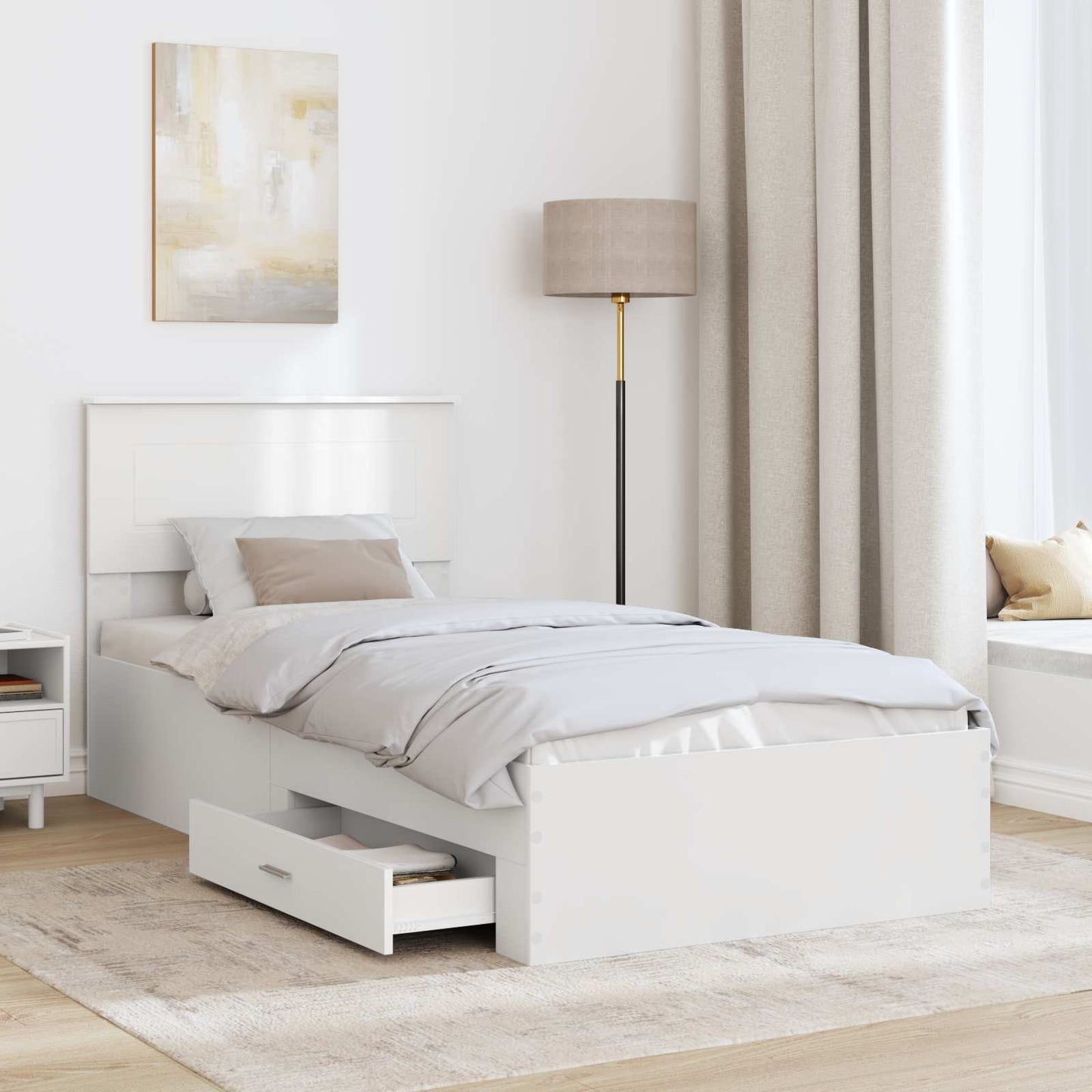 vidaXL Σκελετός Κρεβατιού Λευκό 90 x 190 cm Επεξεργασμένο ξύλο