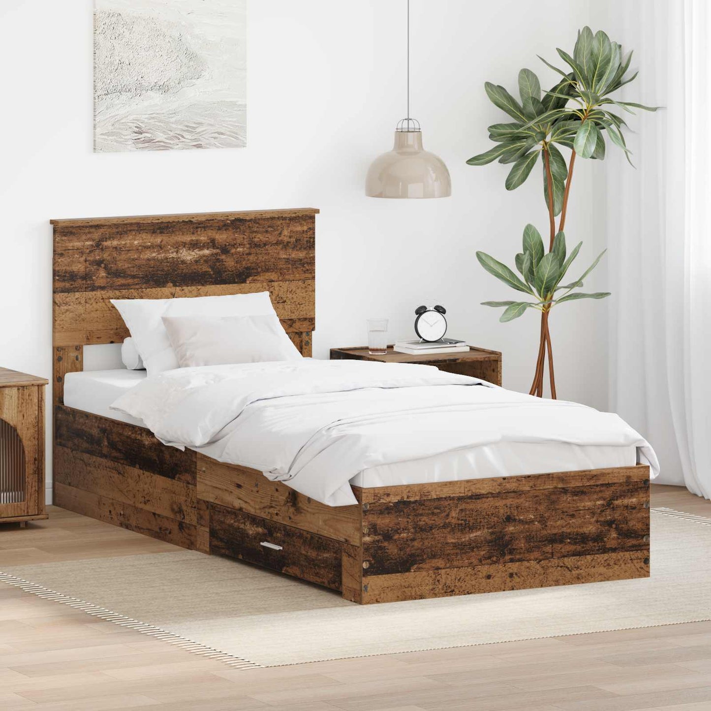vidaXL Σκελετός Κρεβατιού Παλιό ξύλο 90 x 190 cm Επεξεργασμένο ξύλο