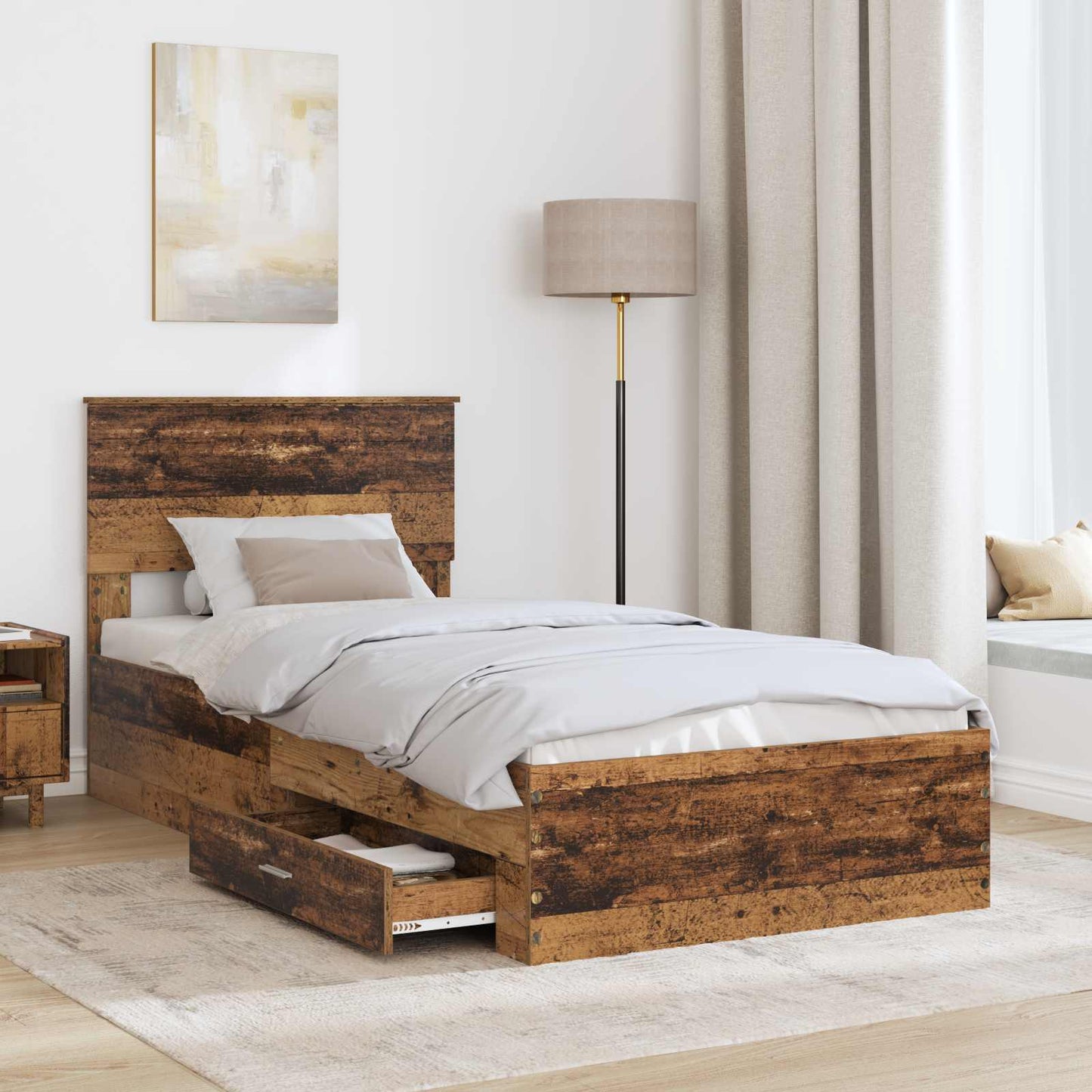 vidaXL Σκελετός Κρεβατιού Παλιό ξύλο 90 x 190 cm Επεξεργασμένο ξύλο