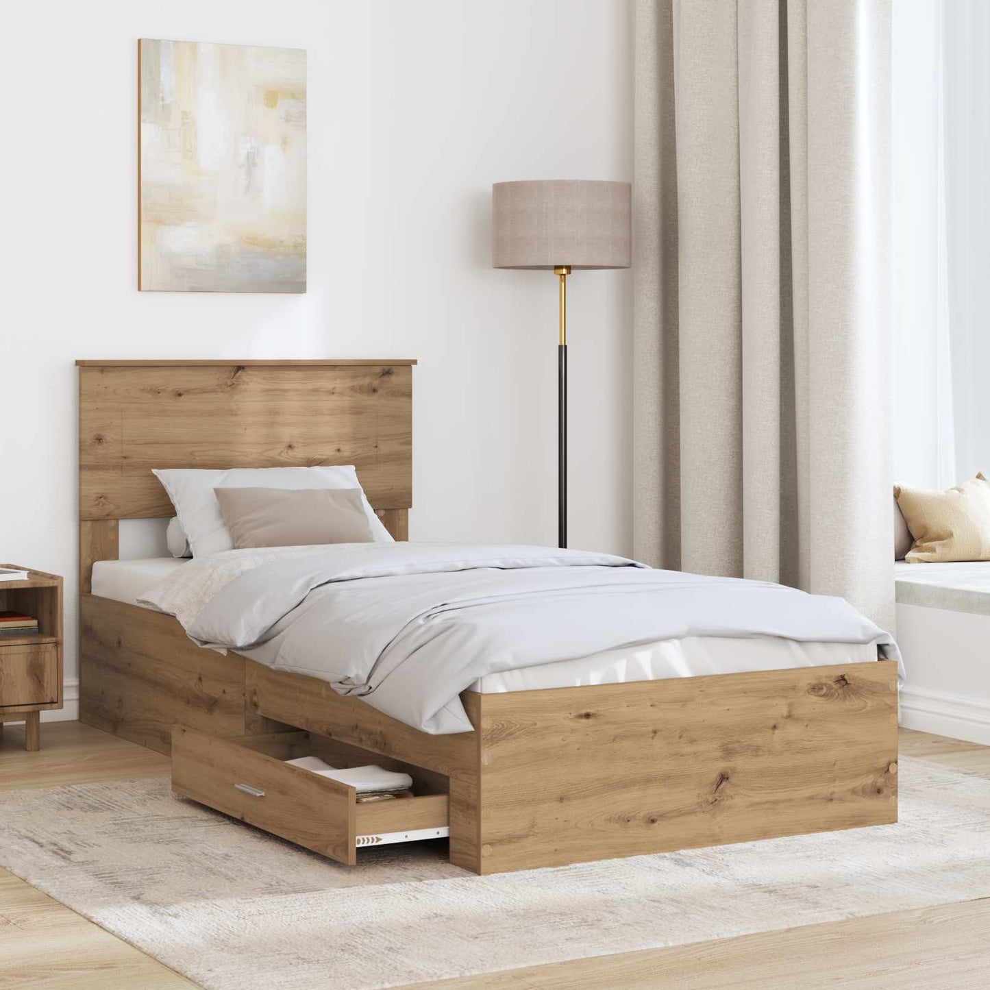 vidaXL Σκελετός Κρεβατιού Artisan Oak 90 x 200 cm Επεξεργασμένο ξύλο