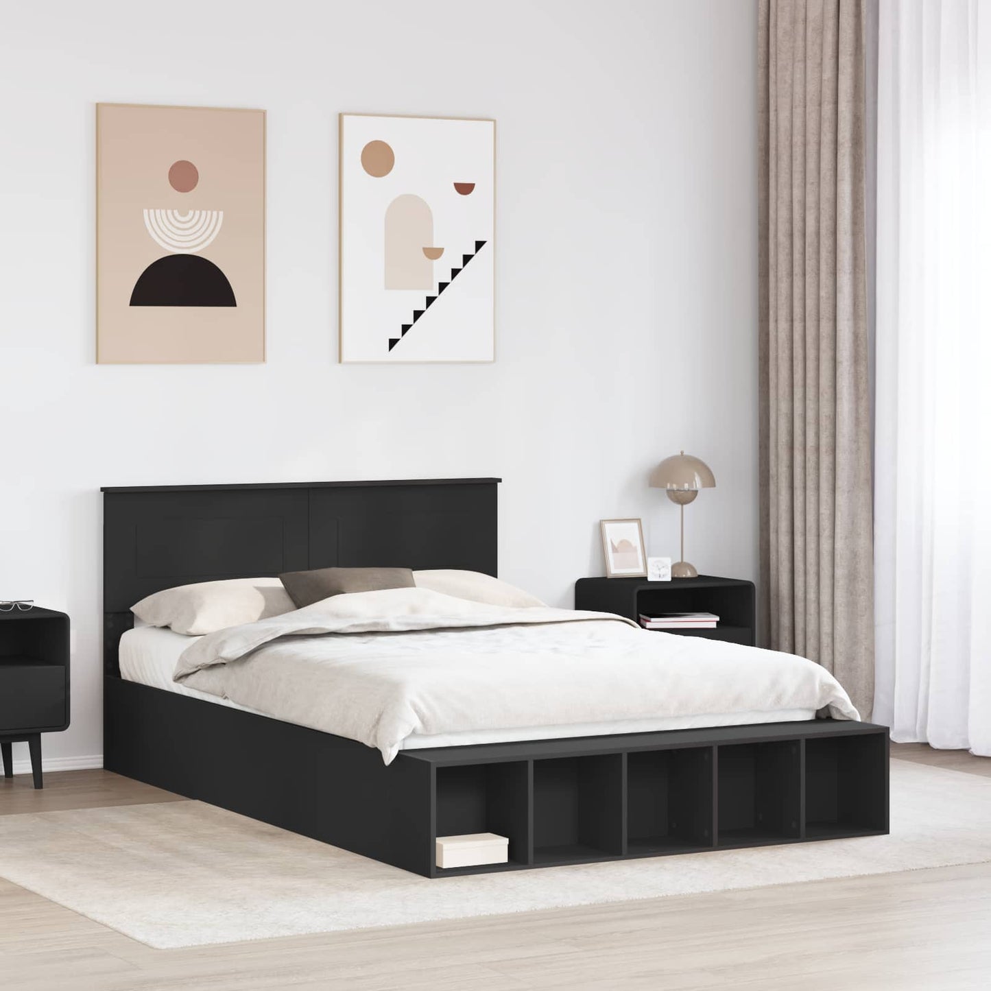 vidaXL Σκελετός Κρεβατιού Μαύρο 140 x 200 cm Επεξεργασμένο ξύλο