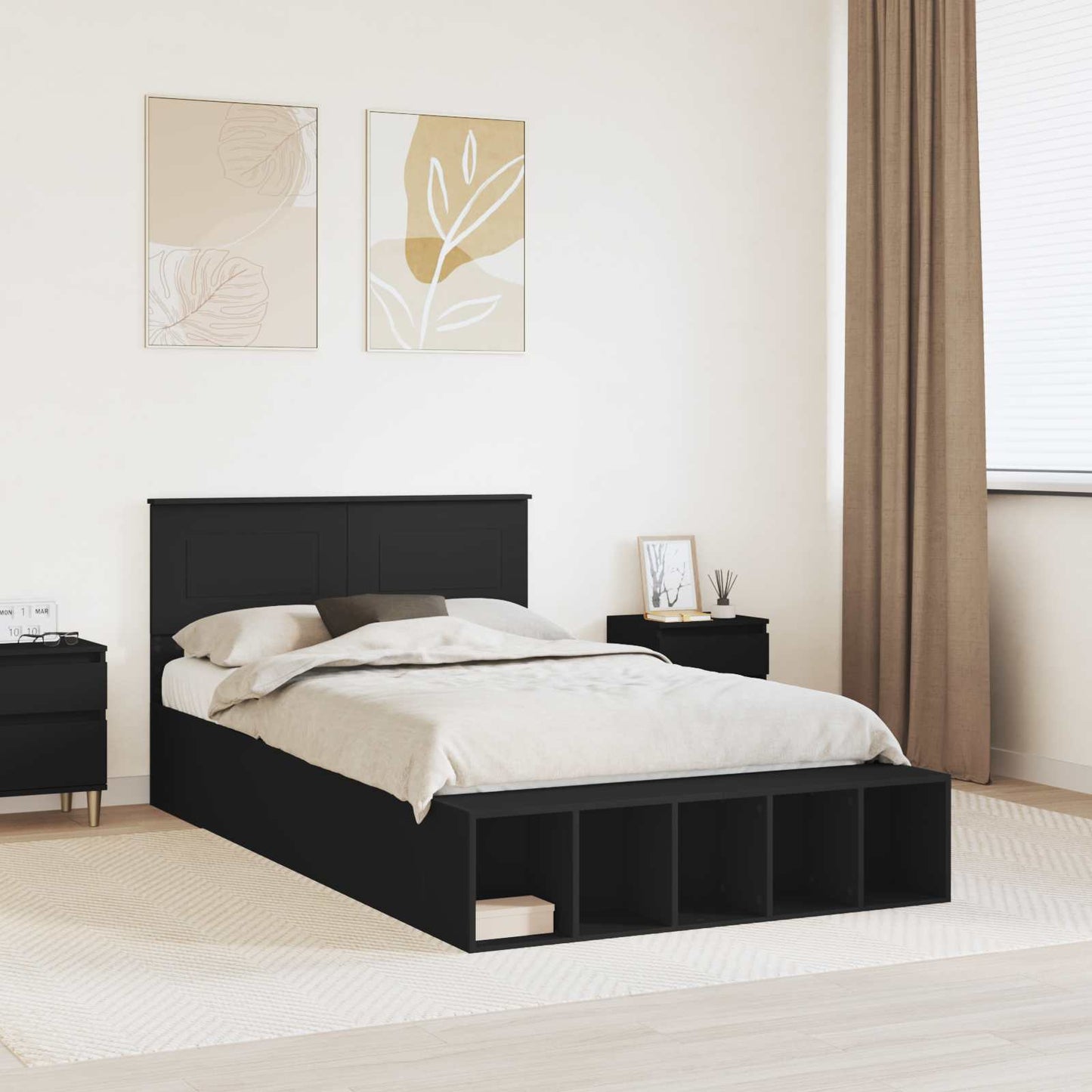 vidaXL Σκελετός Κρεβατιού Μαύρο 120 x 190 cm Επεξεργασμένο ξύλο