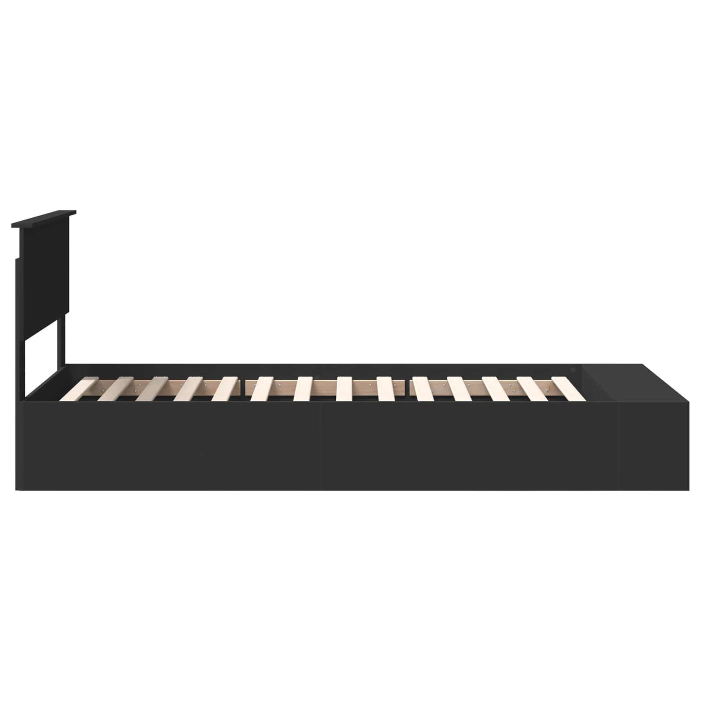 vidaXL Σκελετός Κρεβατιού με ράφι Μαύρο 90 x 190 cm Επεξεργασμένο ξύλο
