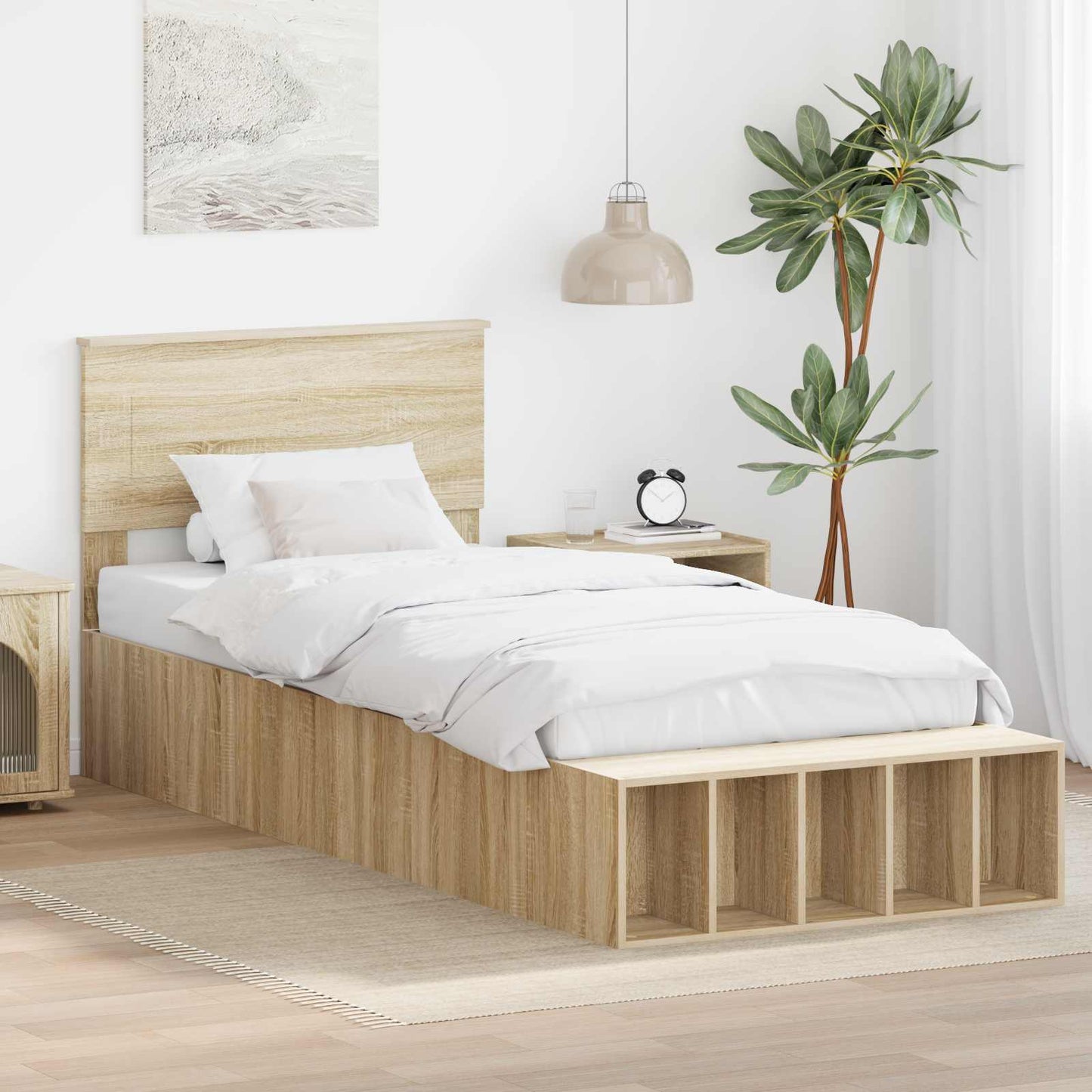 vidaXL Σκελετός Κρεβατιού Δρύς Sonoma 90 x 190 cm Επεξεργασμένο Ξύλο