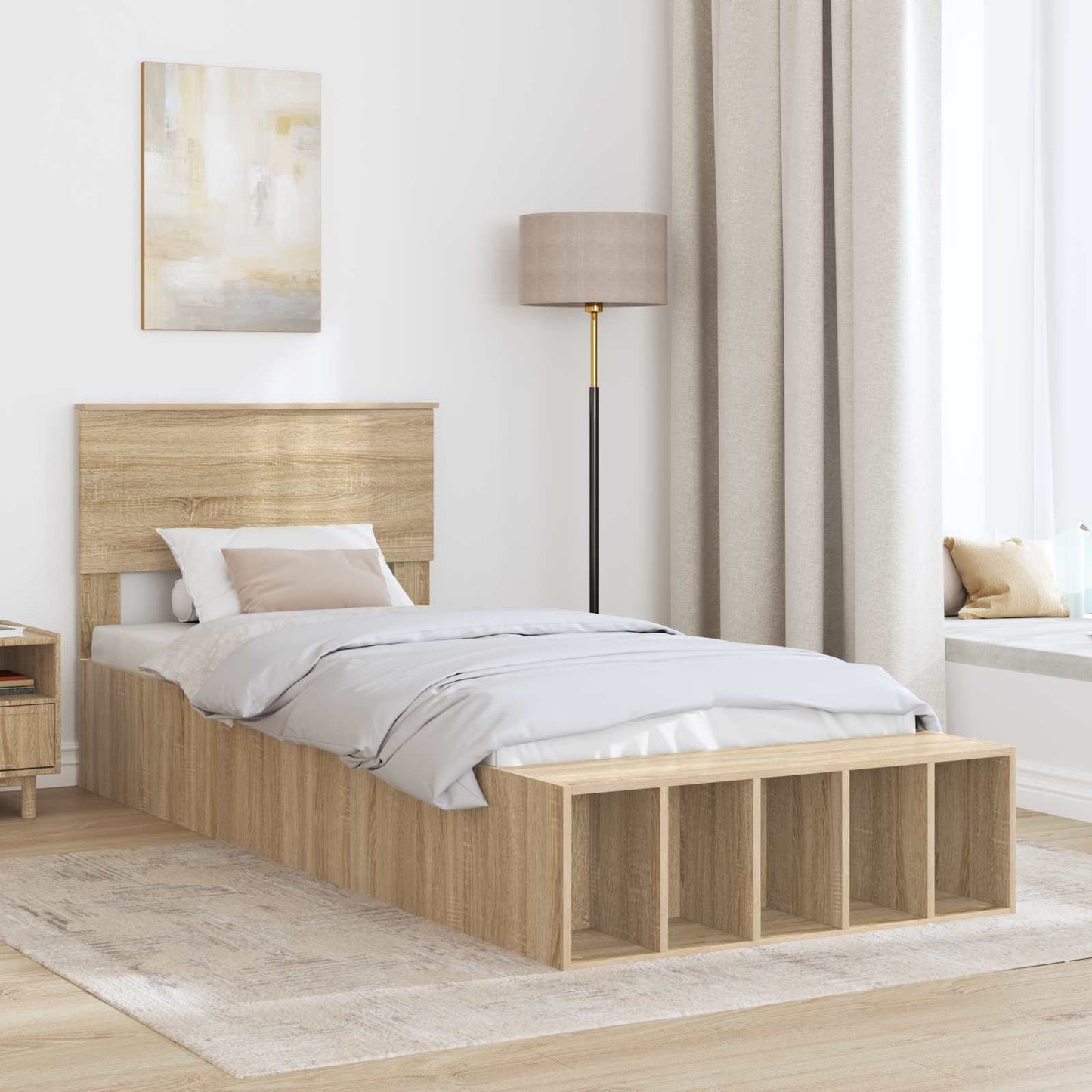vidaXL Σκελετός Κρεβατιού Δρύς Sonoma 90 x 190 cm Επεξεργασμένο Ξύλο