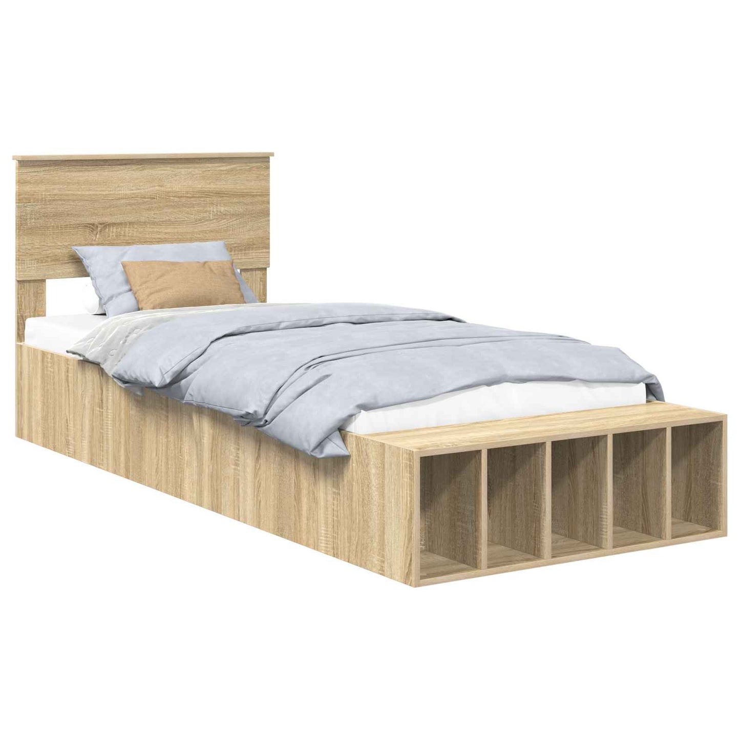 vidaXL Σκελετός Κρεβατιού Δρύς Sonoma 90 x 190 cm Επεξεργασμένο Ξύλο
