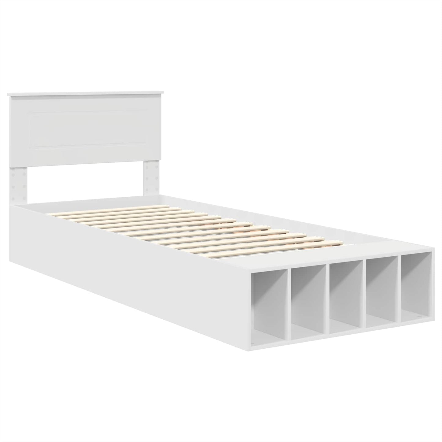 vidaXL Σκελετός Κρεβατιού με ράφι Λευκό 75 x 190 cm Επεξεργασμένο ξύλο