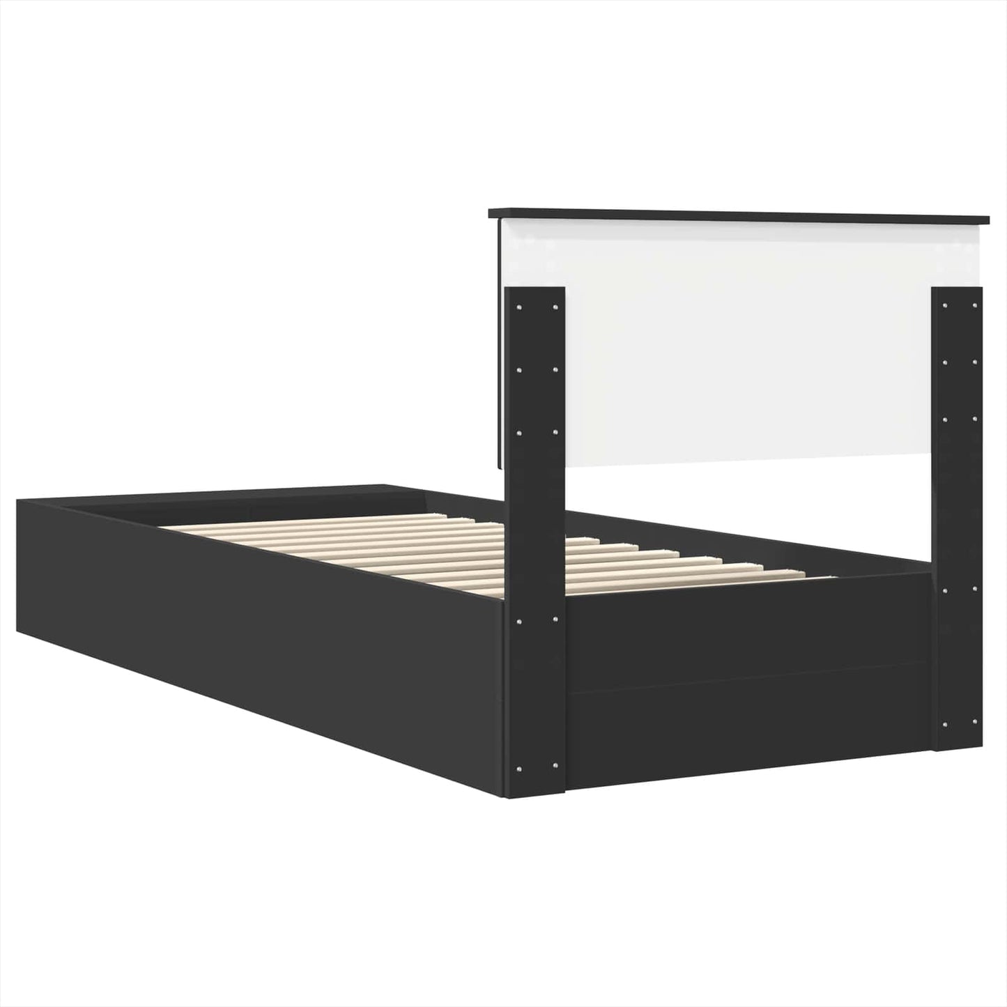 vidaXL Σκελετός Κρεβατιού με ράφι Μαύρο 75 x 190 cm Επεξεργασμένο ξύλο