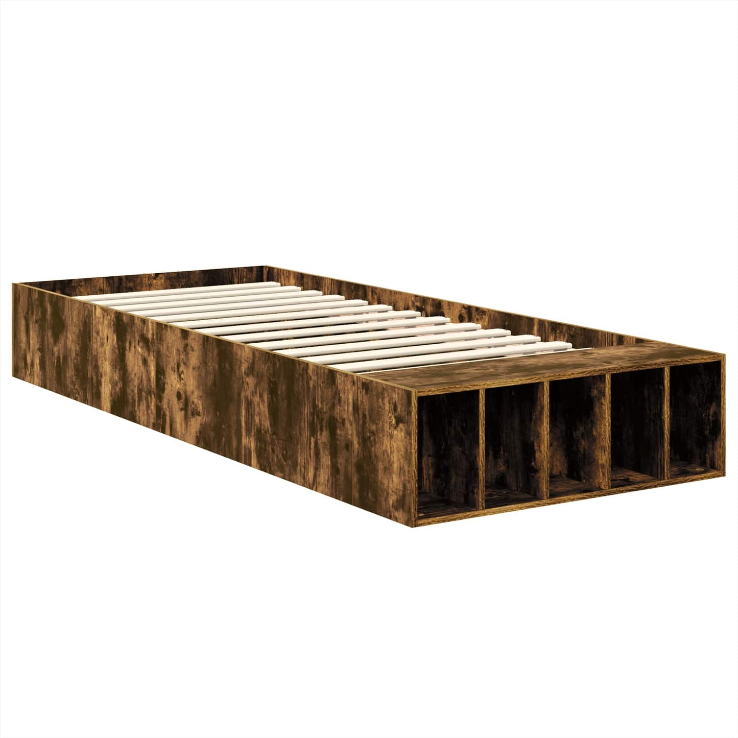 vidaXL Σκελετός Κρεβατιού Καπνιστό Δρύς 75 x 190 cm Επεξεργασμένο ξύλο