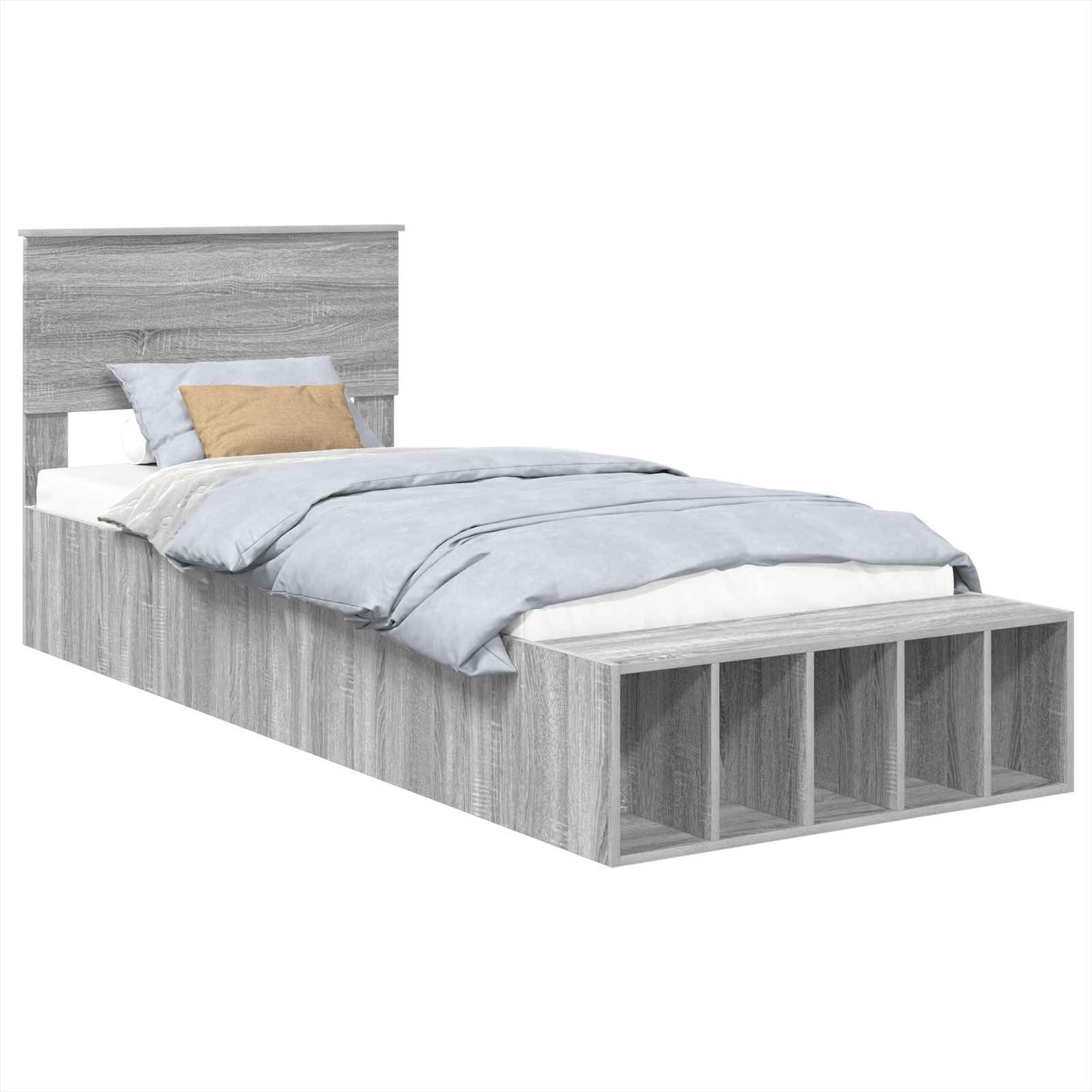 vidaXL Σκελετός Κρεβατιού Γκρίζο Σονομα 75 x 190 cm Επεξεργασμένο ξύλο