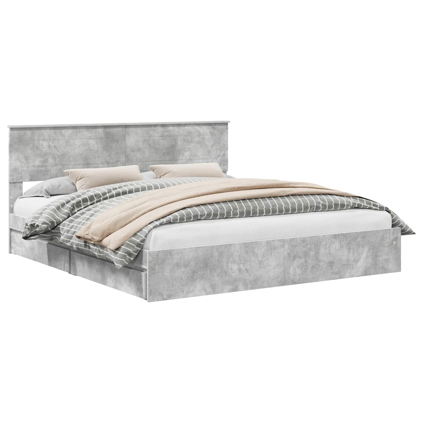 vidaXL Κρεβάτι Αποθήκης Σκυρόδεμα Γκρι 200 x 200 cm Επεξεργασμένο ξύλο