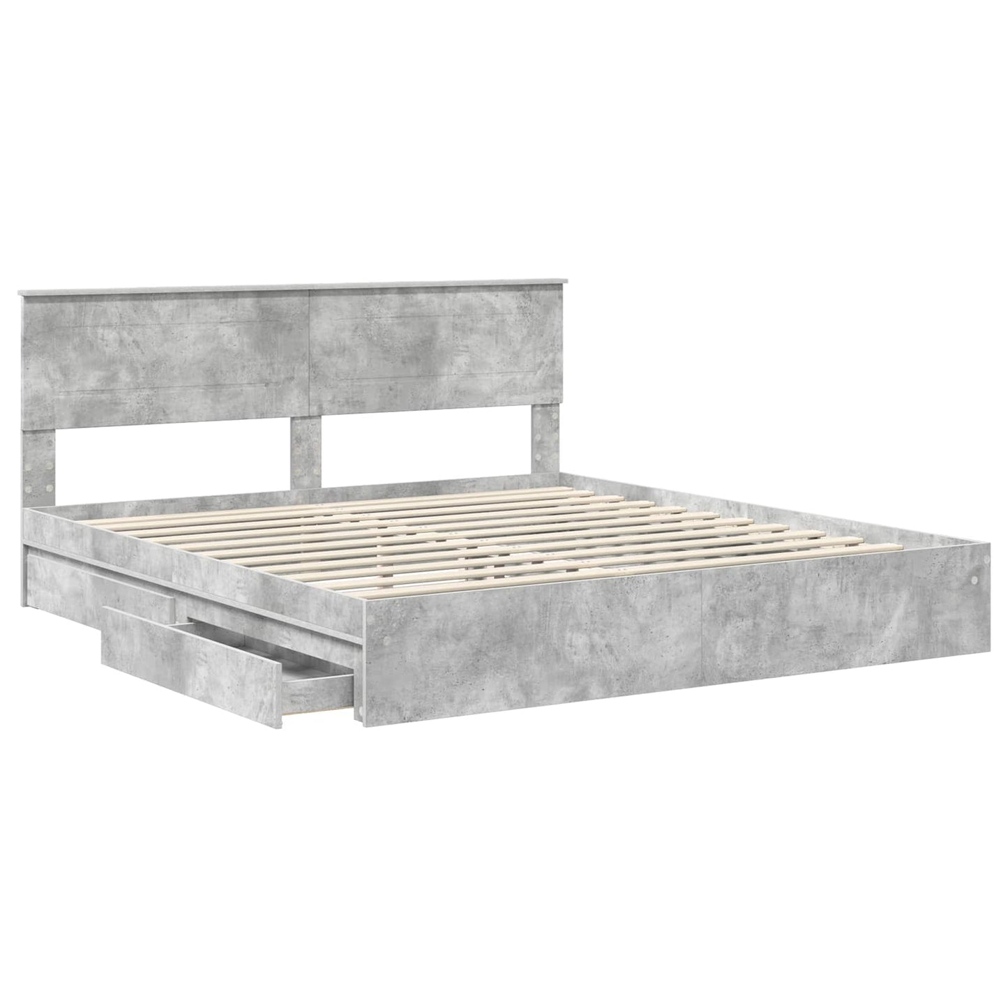vidaXL Κρεβάτι Αποθήκης Σκυρόδεμα Γκρι 200 x 200 cm Επεξεργασμένο ξύλο