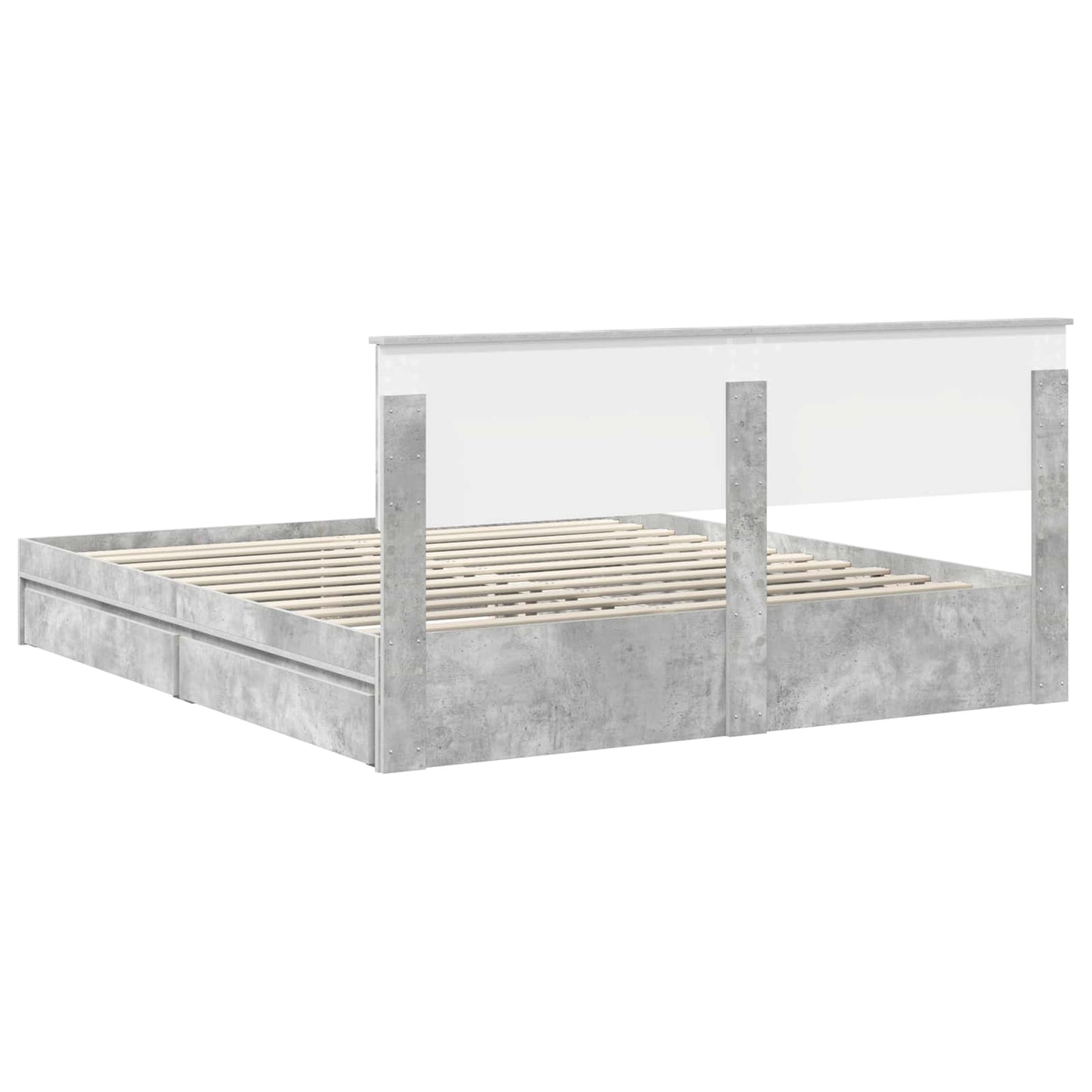 vidaXL Κρεβάτι Αποθήκης Σκυρόδεμα Γκρι 200 x 200 cm Επεξεργασμένο ξύλο