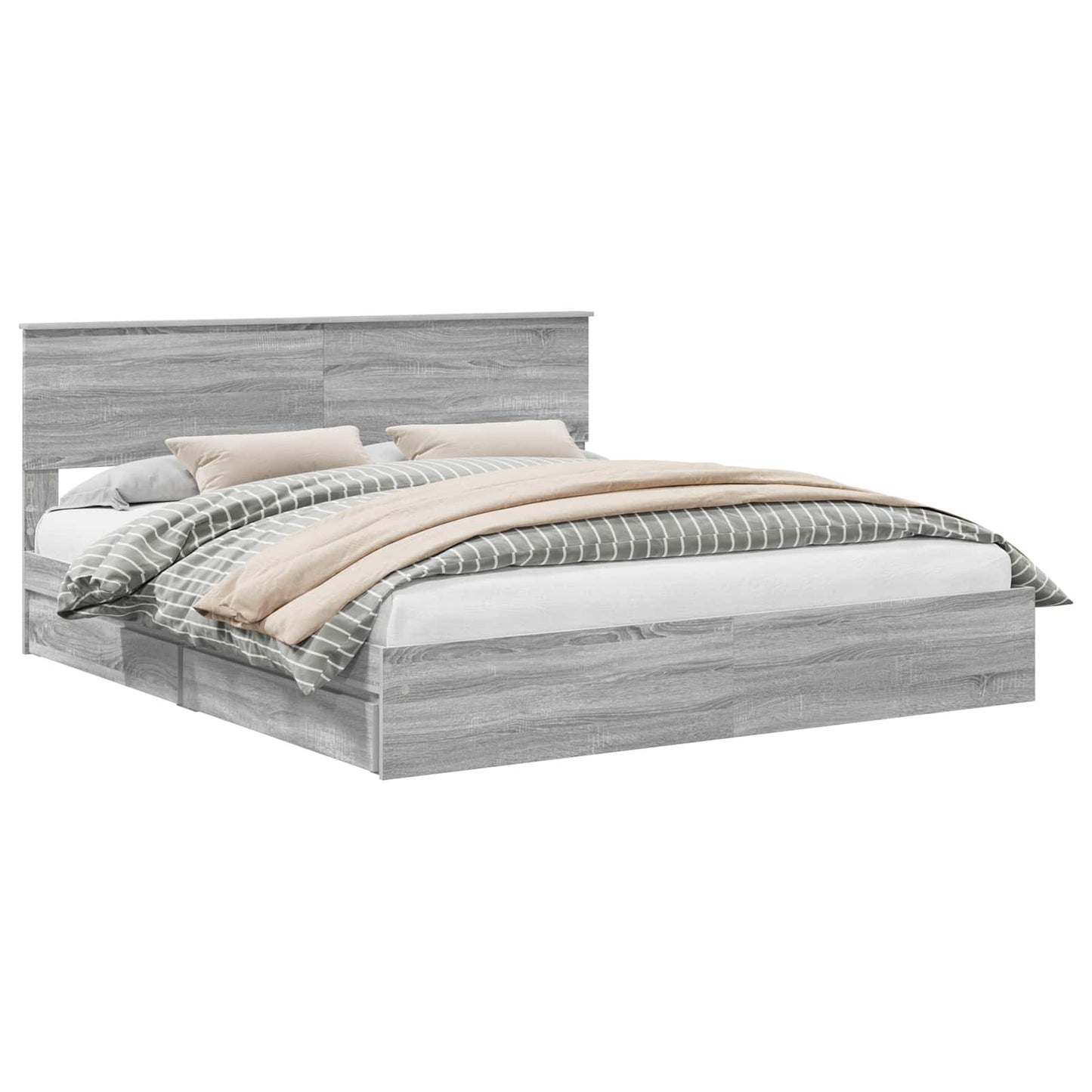 vidaXL Κρεβάτι Αποθήκης Γκρίζο Σονομα 200 x 200 cm Επεξεργασμένο ξύλο