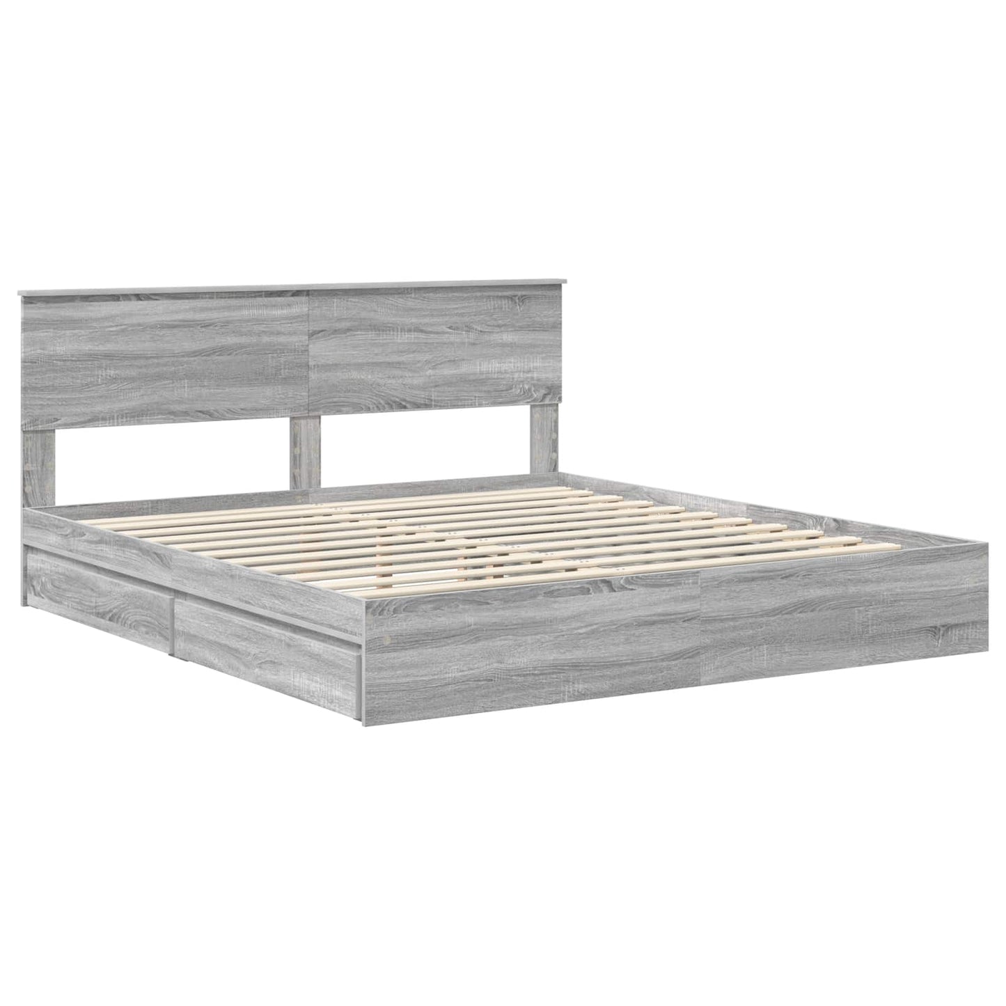 vidaXL Κρεβάτι Αποθήκης Γκρίζο Σονομα 200 x 200 cm Επεξεργασμένο ξύλο