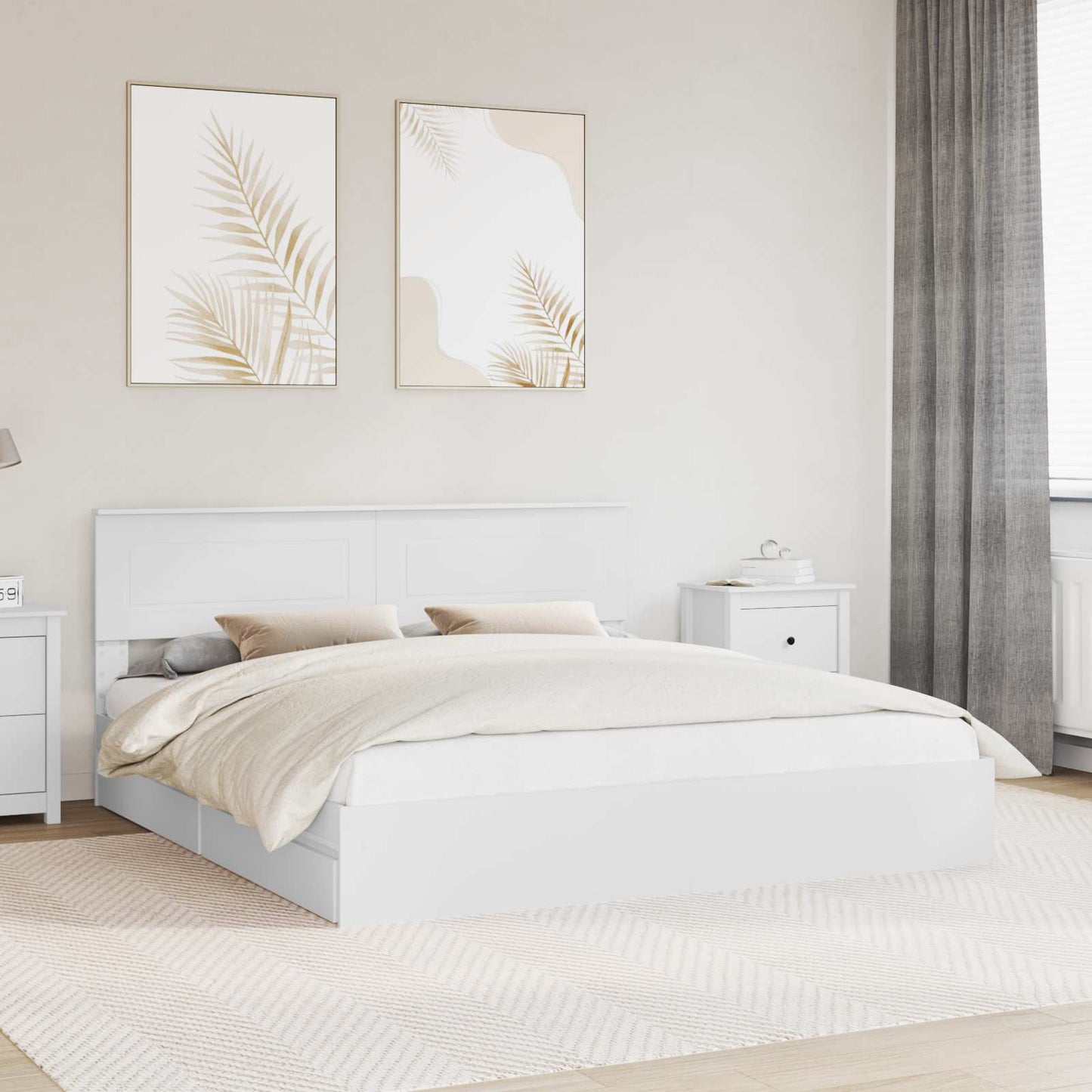 vidaXL Κρεβάτι Αποθήκης Λευκό 180 x 200 cm Επεξεργασμένο ξύλο