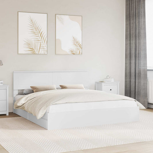 vidaXL Κρεβάτι Αποθήκης Λευκό 180 x 200 cm Επεξεργασμένο ξύλο
