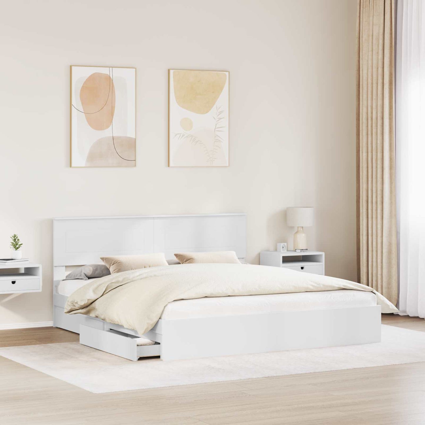 vidaXL Κρεβάτι Αποθήκης Λευκό 180 x 200 cm Επεξεργασμένο ξύλο