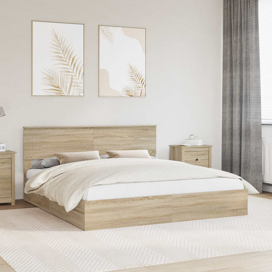 vidaXL Κρεβάτι Αποθήκης Δρύς Sonoma 180 x 200 cm Επεξεργασμένο ξύλο