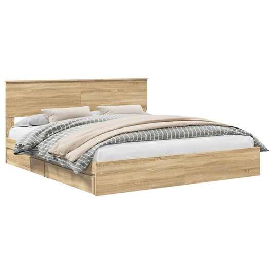 vidaXL Κρεβάτι Αποθήκης Δρύς Sonoma 180 x 200 cm Επεξεργασμένο ξύλο